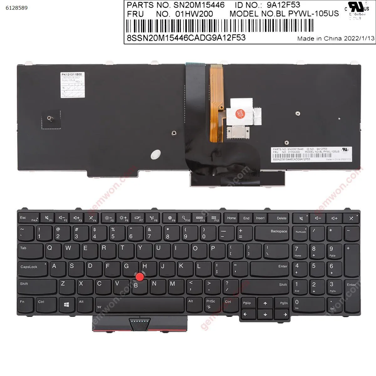Picture of Lenovo ThinkPad P50 P70 BLACK (Backlit ， With Point Stick For Win8) 