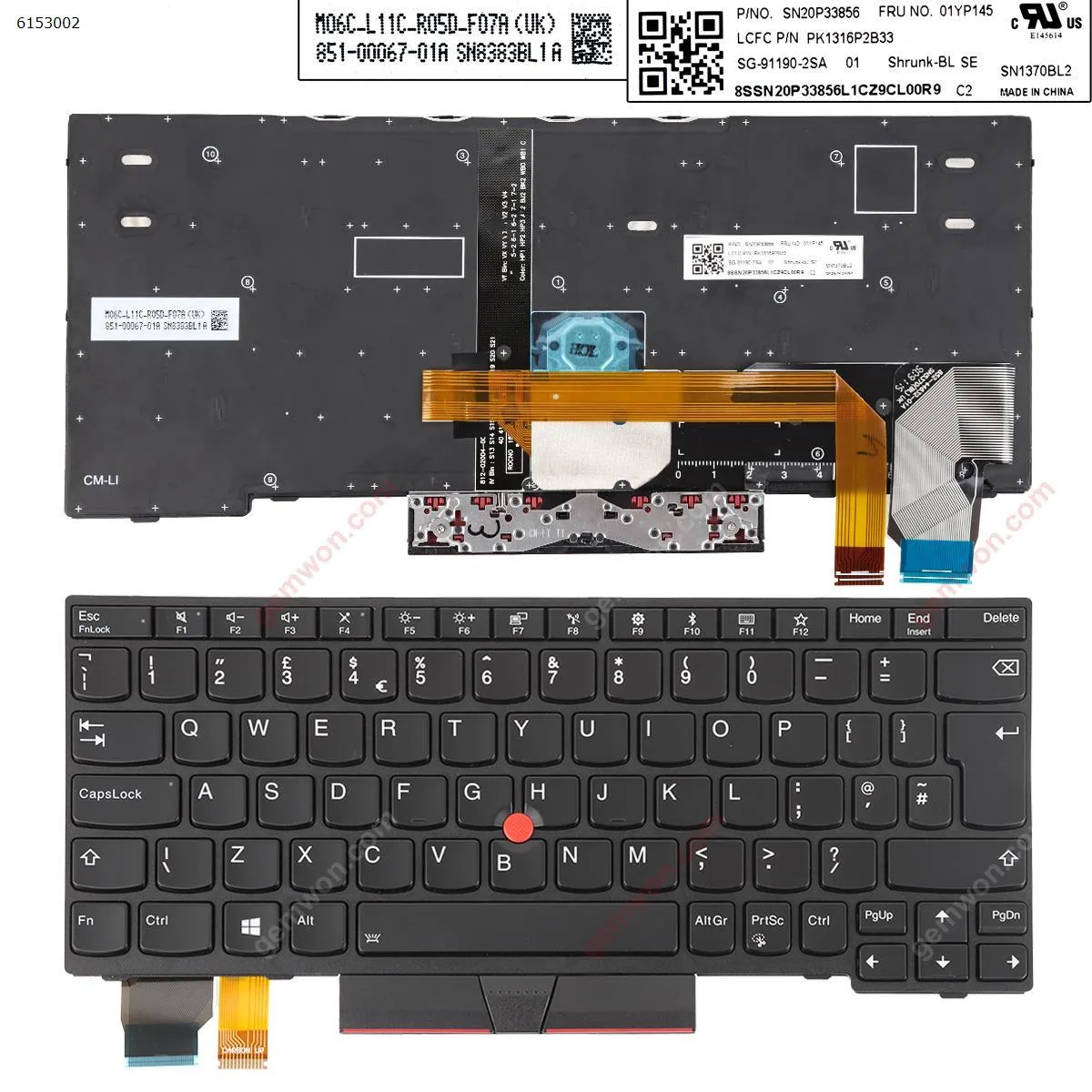 Picture of IBM ThinkPad X280 X395 X390 L13 BLACK FRAME BLACK（with point ，backlit win8）OEM