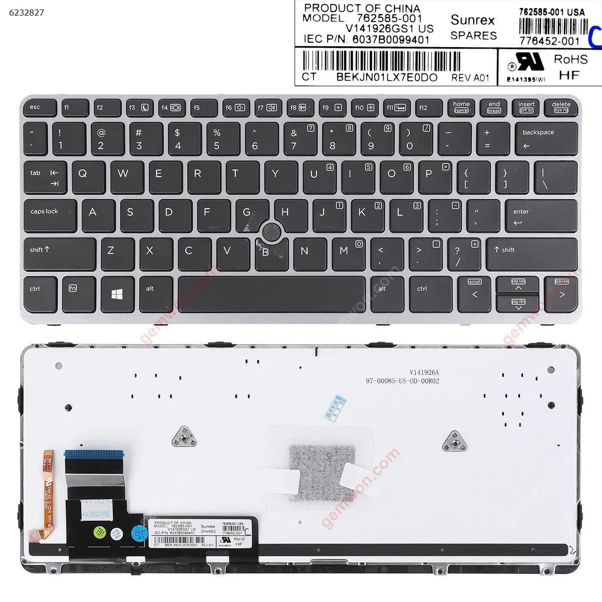 Picture of Laptop US keyboard for HP EliteBook 810 G1 810 G2 810 G3 SILVER FRAME BLACK (Backlit,with point,Win8)