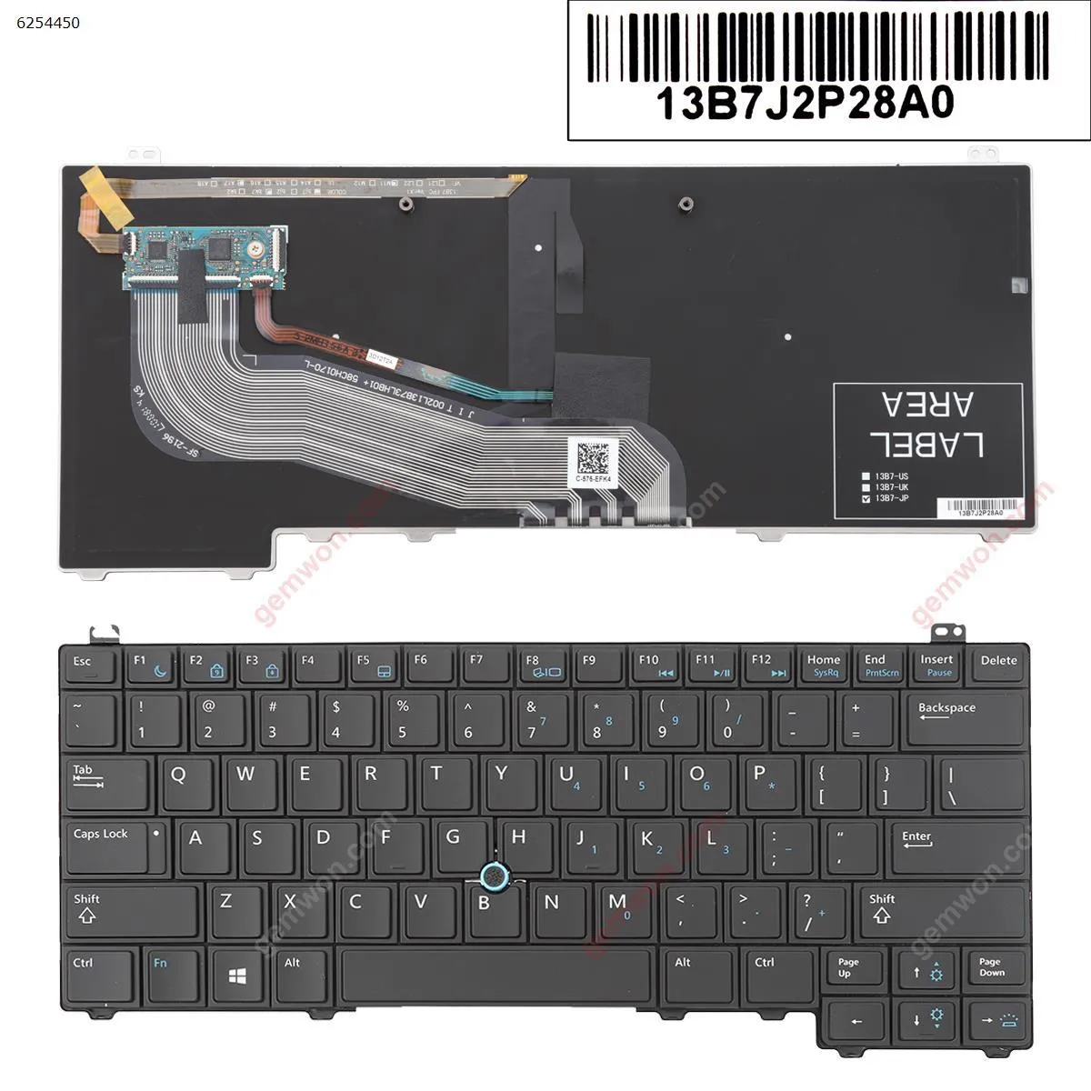 Picture of Laptop US keyboard for DELL Latitude E5440 BLACK (With point,Backlit,With Win8)