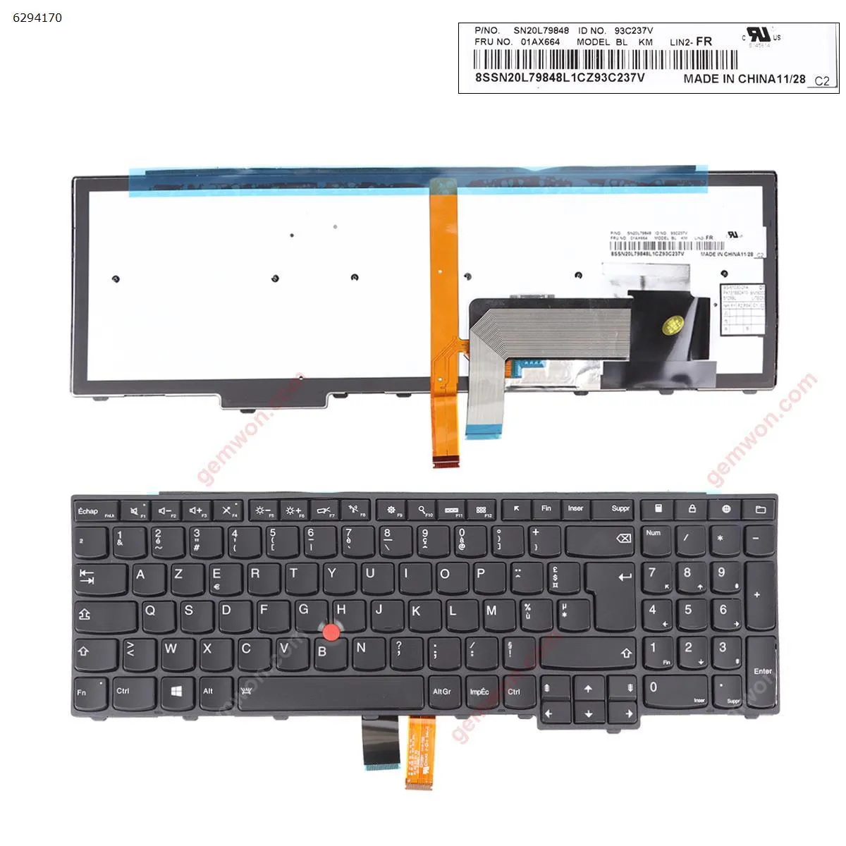 Picture of ThinkPad E531 T540 BLACK ( Backlit , with point stick ,For Win8) OEM 