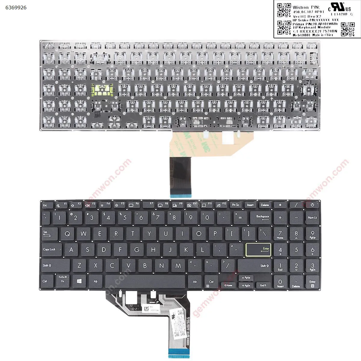 Picture of Laptop US keyboard for ASUS VivoBook 15 S533 X513 M513 M5600IA E510  BLACK (Win8)