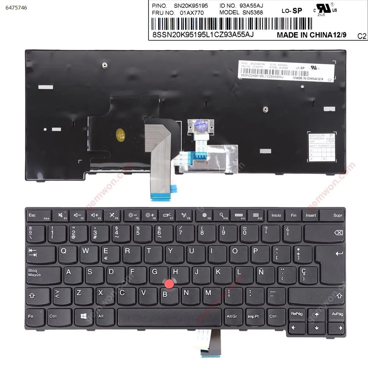 Picture of Thinkpad E450 E455 E450C BLACK FRAME BLACK(With Point ,with foil，Win8)	