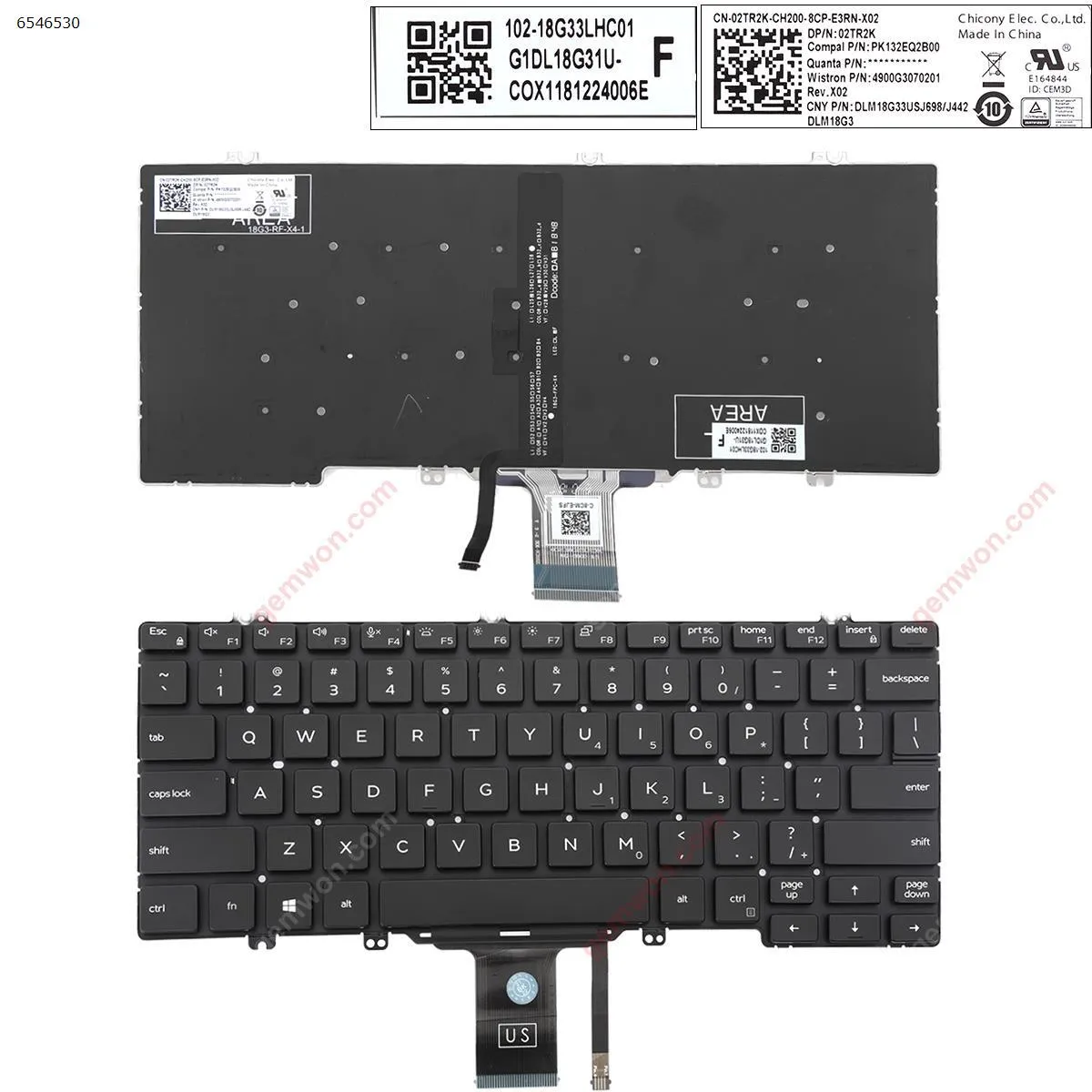 Picture of Laptop US keyboard for DELL LATITUD E5200 3300 5300 7200 7300 3301 7290 5310 BLACK (Backlit Win8)