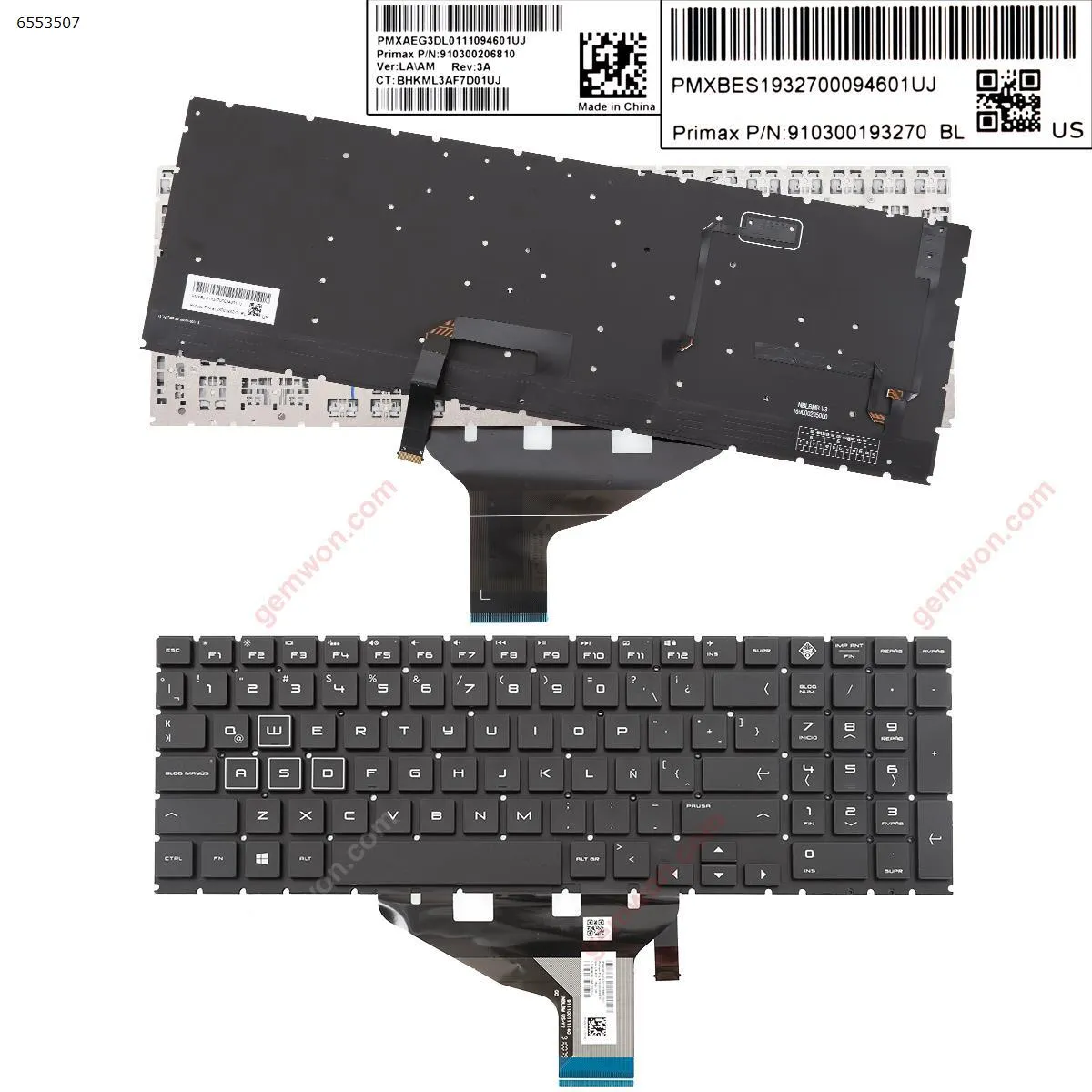 Picture of  HP omen 15-DC TPN-Q211 15-dc000 15t-dc000 15-dc0010nr  BLACK(Full Colorful Backlit,Without Frame,WIN8)