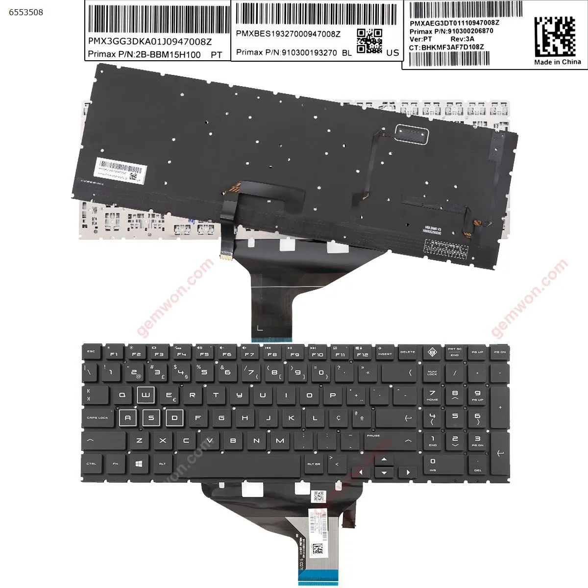 Picture of  HP omen 15-DC TPN-Q211 15-dc000 15t-dc000 15-dc0010nr  black ( Full Colorful Backlit,Without Frame,WIN8)