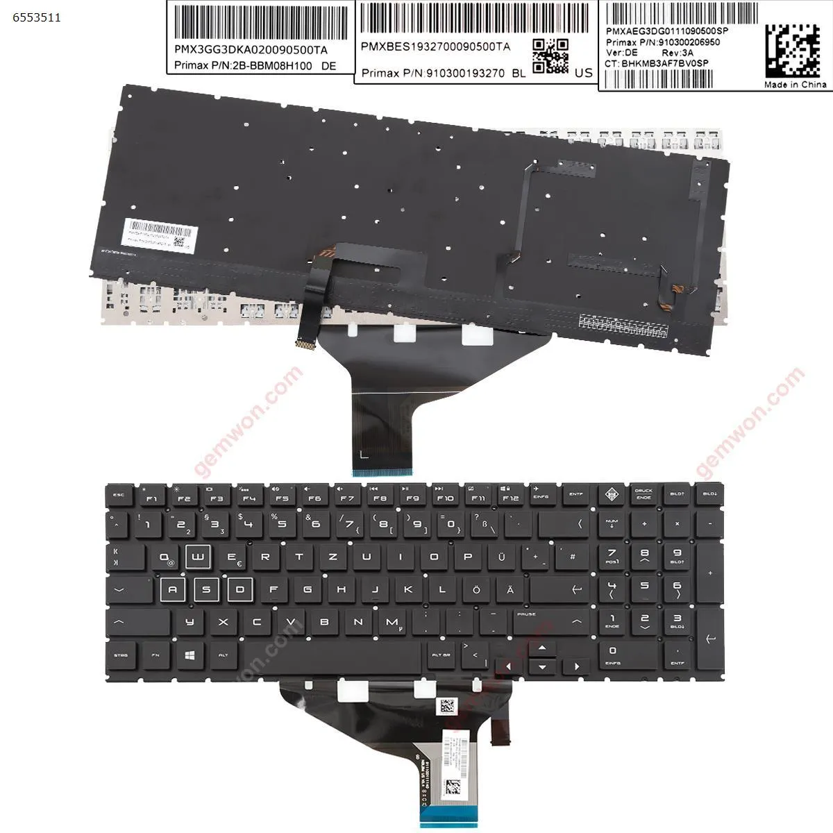 Picture of  HP omen 15-DC TPN-Q211 15-dc000 15t-dc000 15-dc0010nr FBLACK( Full Colorful Backlit,Without Frame,WIN8)