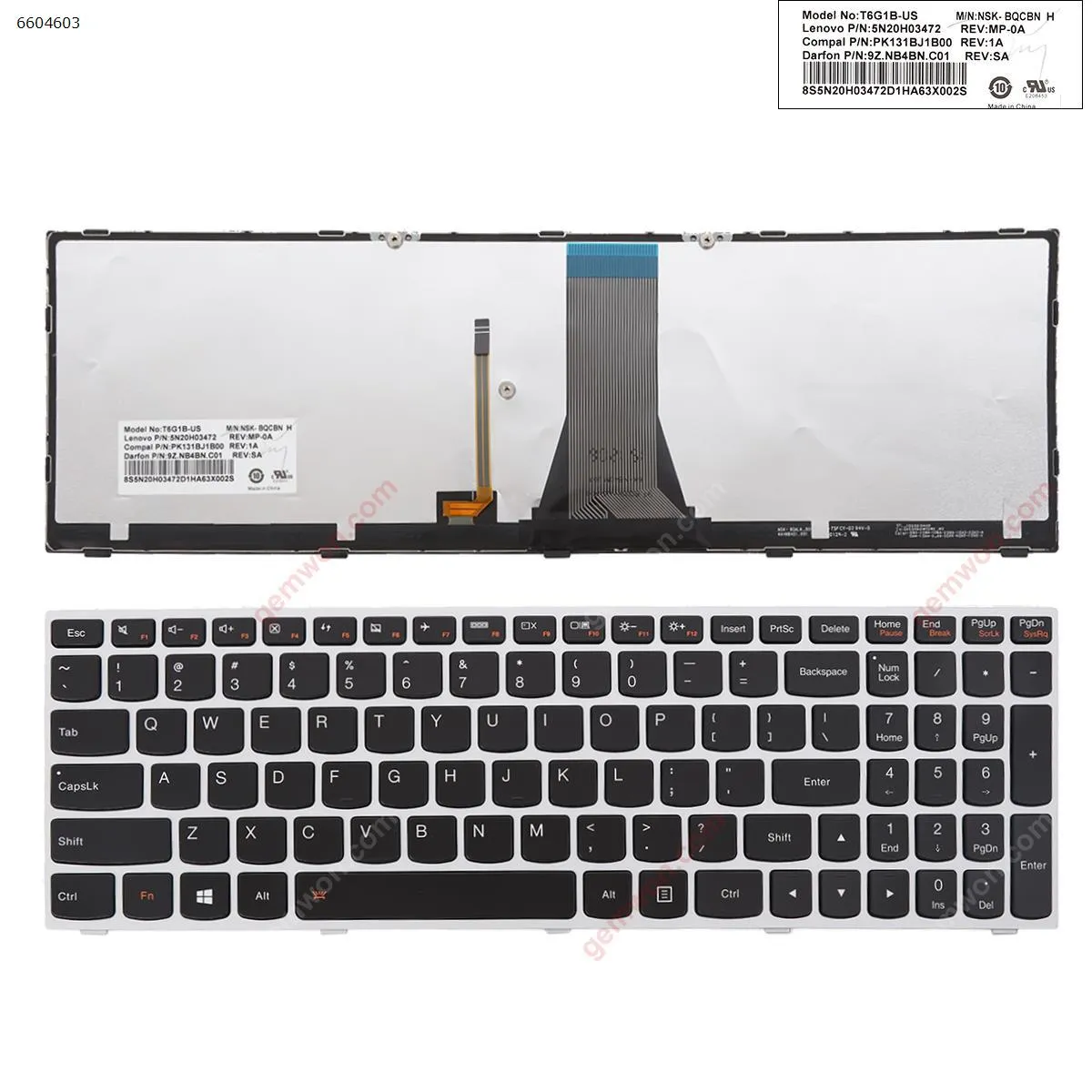 Picture of LENOVO  G50  SILVER FRAME BLACK (Backlit，with frame,WIN 8)