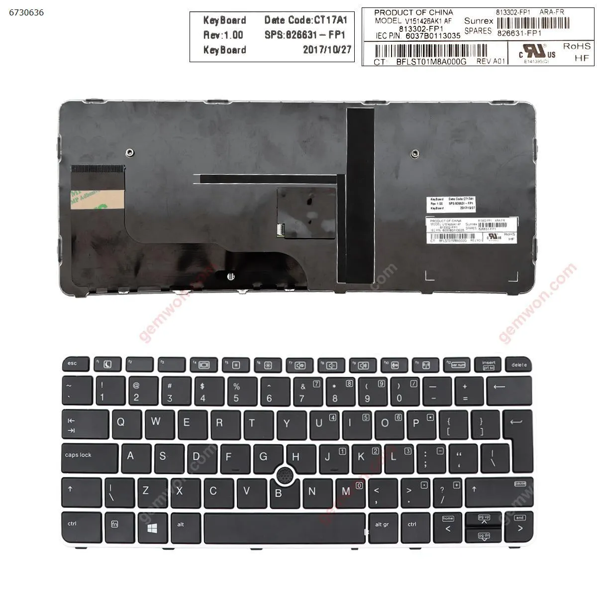 Picture of HP EliteBook 820 G3 SILVER FRAME BLACK (with point,Win8)Big Enter