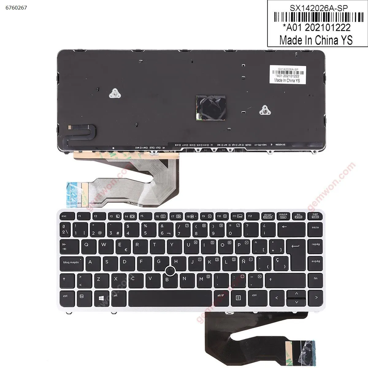 Picture of HP EliteBook 840 G1 SILVER FRAME BLACK (Backlit,With Point stick)OEM 