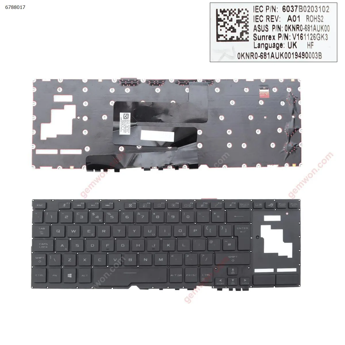 Picture of  ASUS  ROG Zephyrus  GX701 GX701G CX501 GX501VI BLACK（With Backlit Board,Win8）