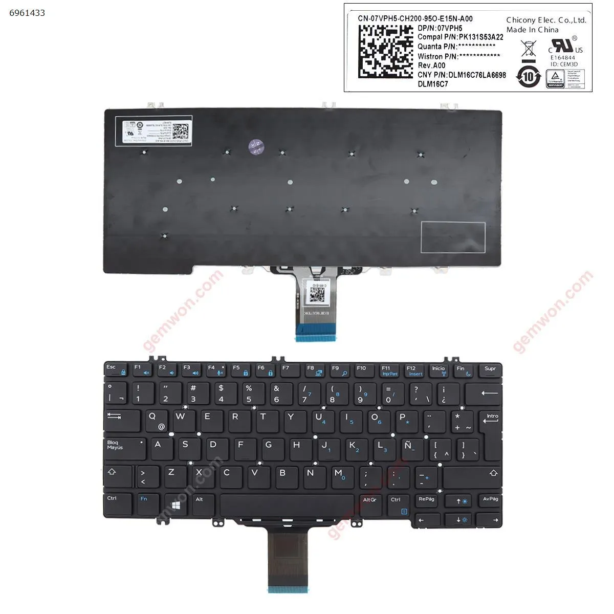 Picture of Dell Latitude E5280 E5289 E7280 E7390 BLACK