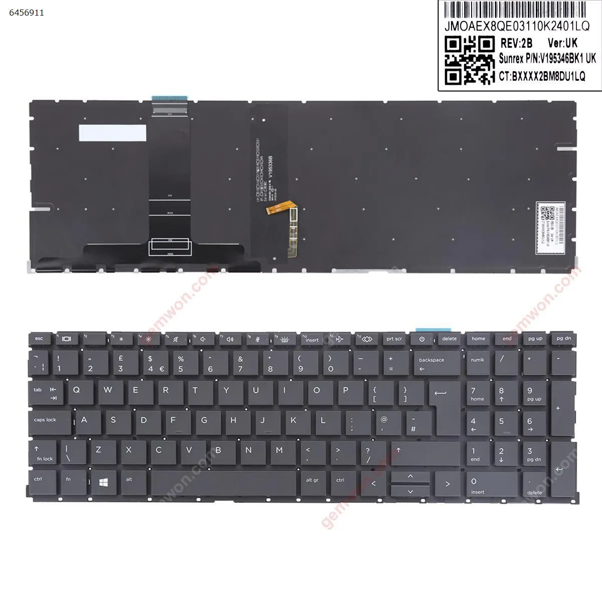 Picture of HP ProBook 450 G8 455 G8 Series BLACK With Backlit Board(Version2 win8) 