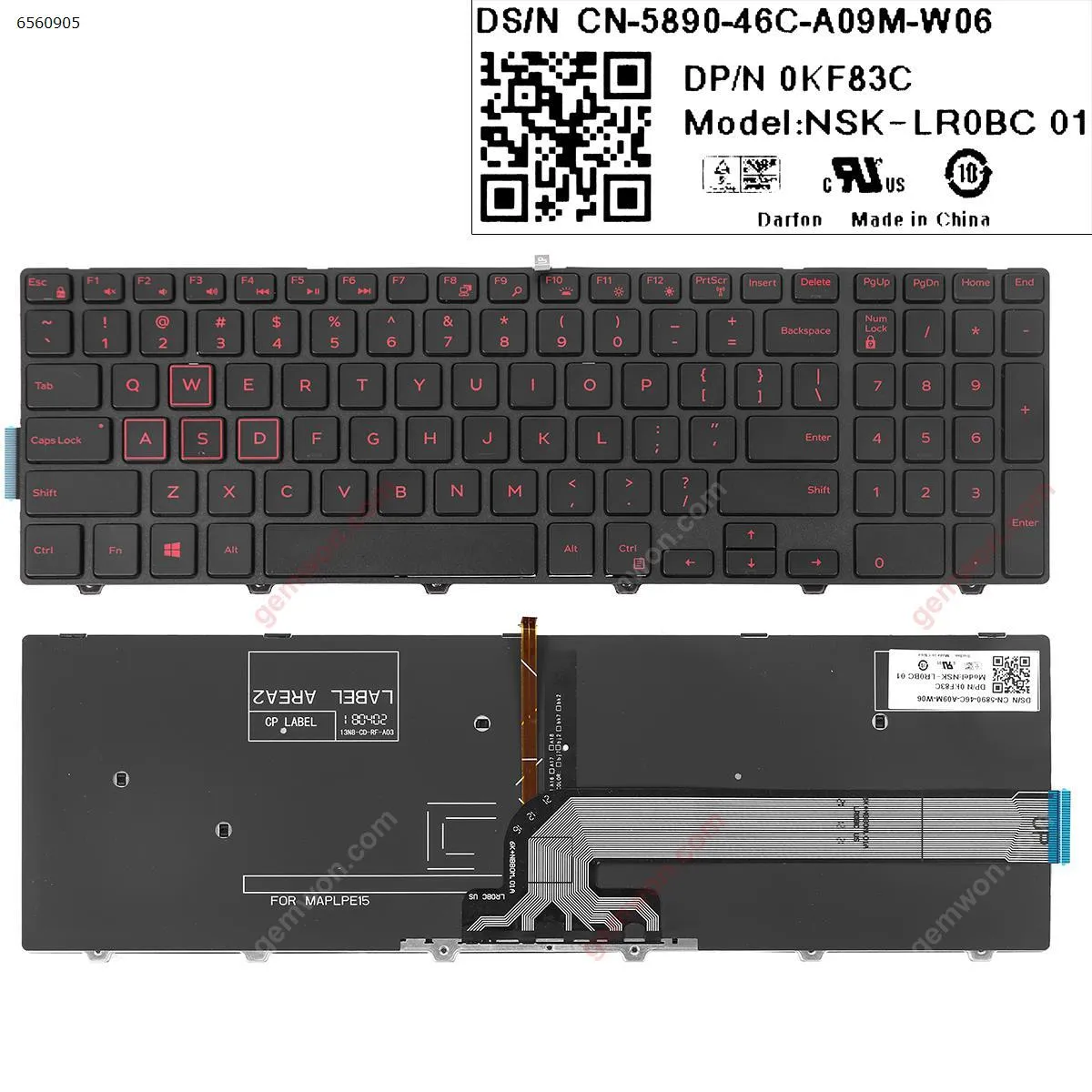 Picture of DELL 15-3000 5542 3541 5547  15-7559  BLACK FRAME BLACK Backlit Red Printing）win8