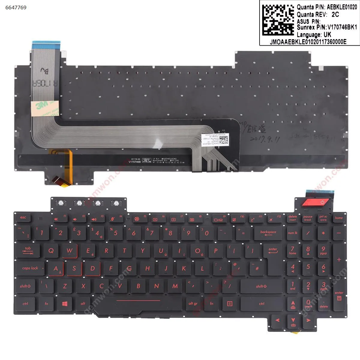 Picture of Asus GL503GE BLACK (Without FRAME,Backlit, Red Printing WIN8)