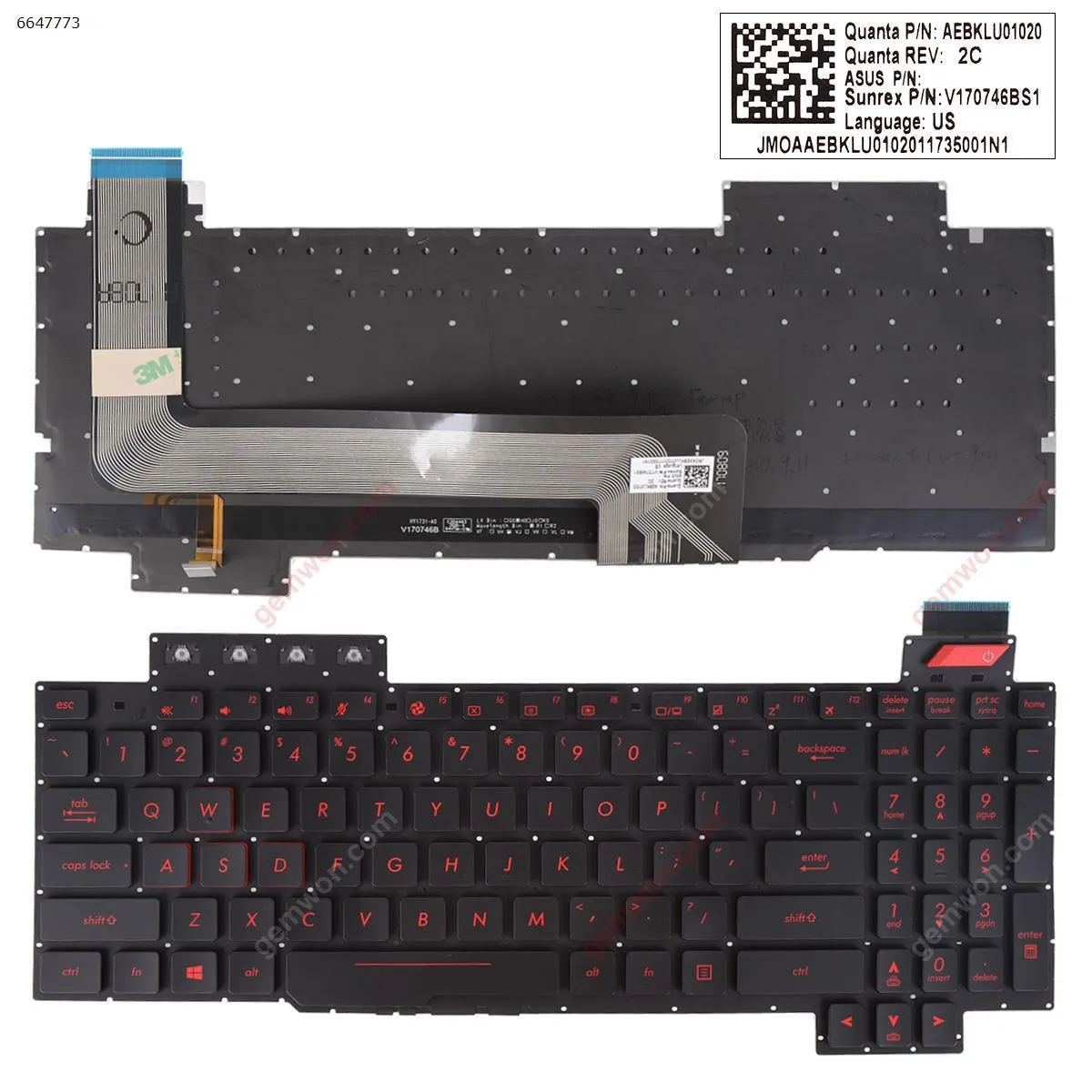 Picture of Asus GL503GE BLACK (Without FRAME,Backlit, Red Printing WIN8)