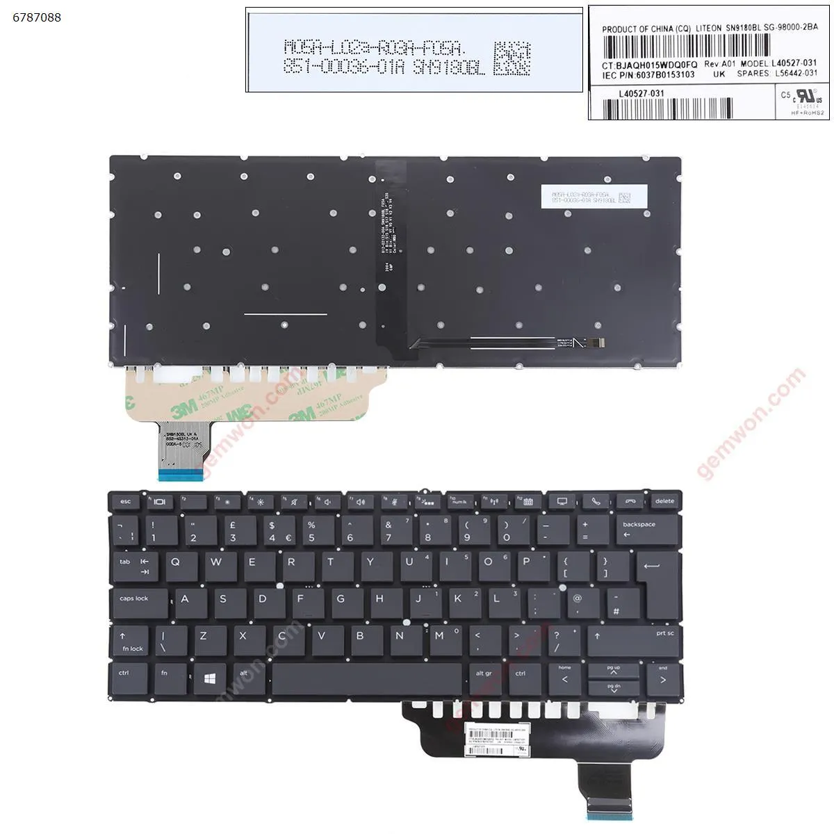 Picture of HP EliteBook x360 830 G5  x360 830 G6 BLACK（Backlit，Only fit X360 Series， Win8）