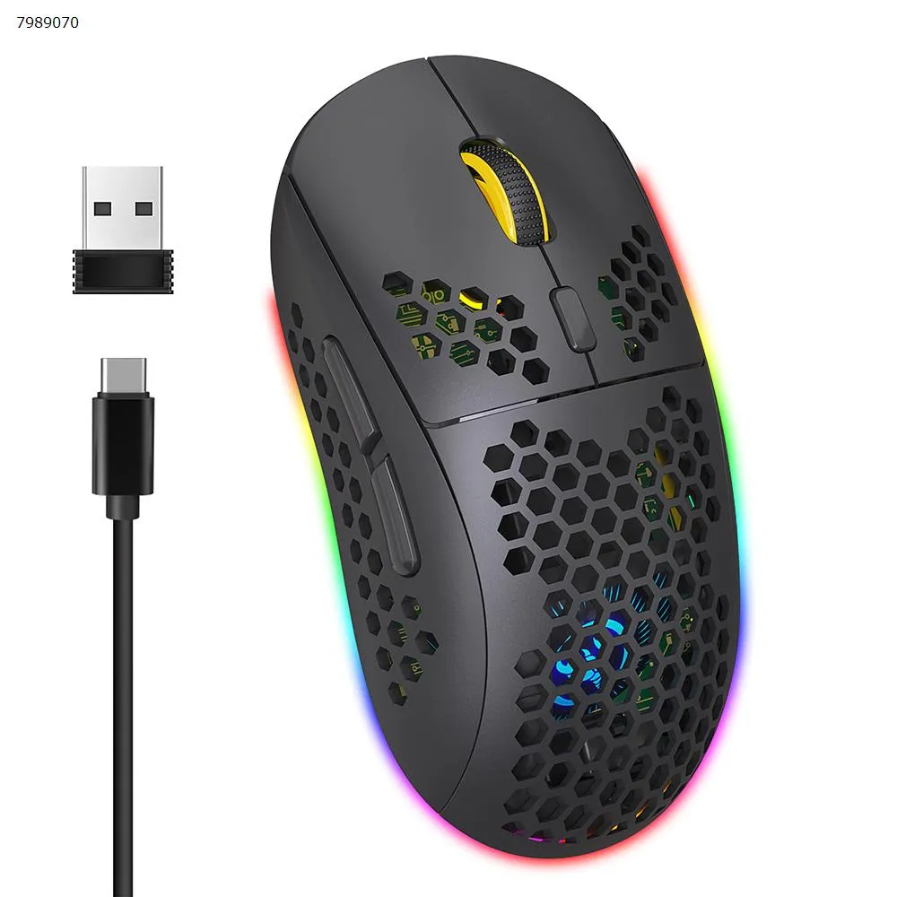 Picture of Mouse three-mode Bluetooth wireless MOUSE lightweight design cellular RGB luminous mouse T90 black