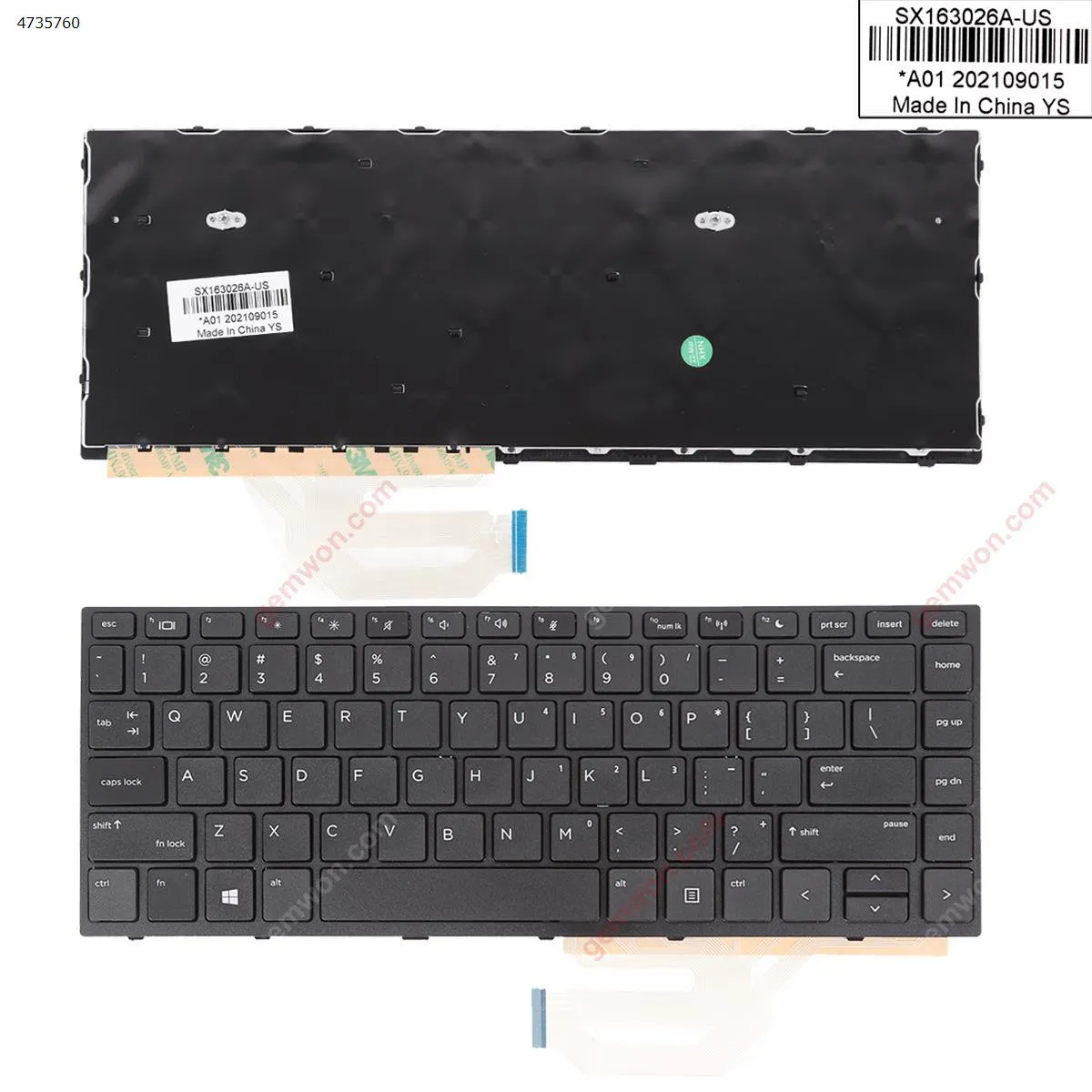 Picture of Laptop US keyboard for HP Probook 430 G5 440 G5 445 G5 BLACK FRAME BLACK WIN8 OEM