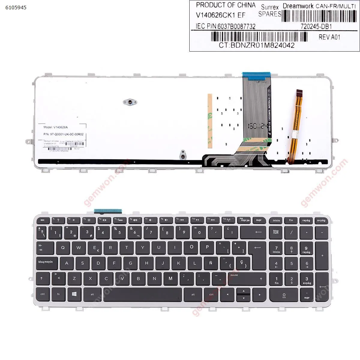 Picture of HP ENVY 15-j Series SILVER FRAME BLACK( Backlit, For Win8)OEM