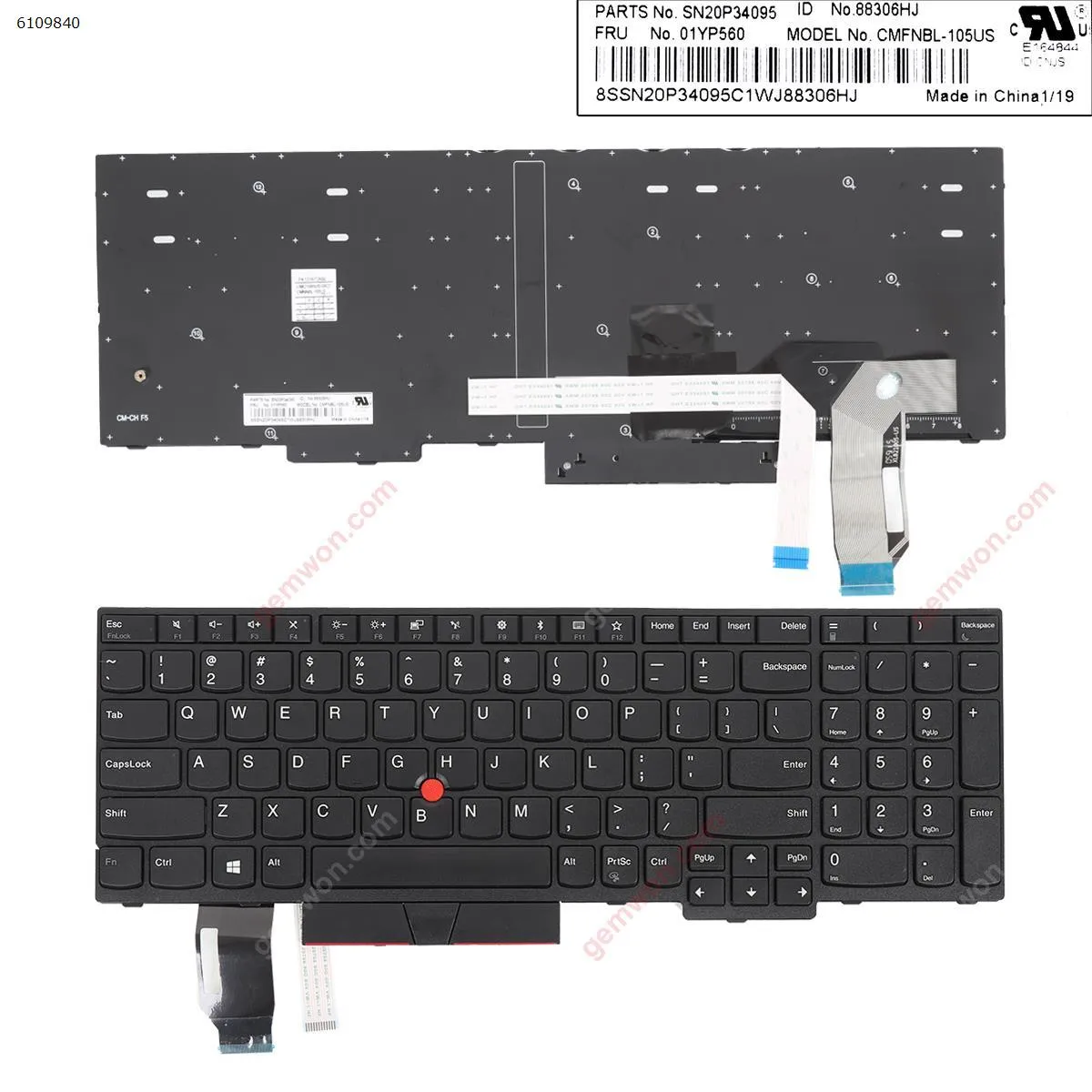 Picture of IBM Thinkpad E580 L580 BLACK(with point stick,For Win8)OEM