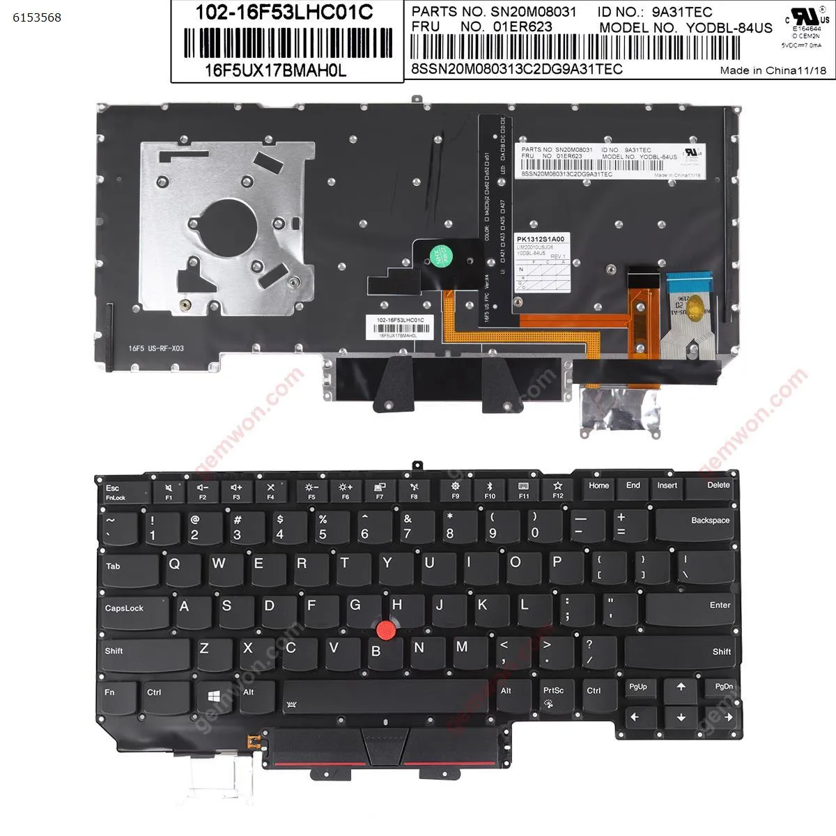 Picture of Lenovo IBM ThinkPad X1 Carbon Gen 5 2017 BLACK With Point stick（Backlit）Win8 OEM