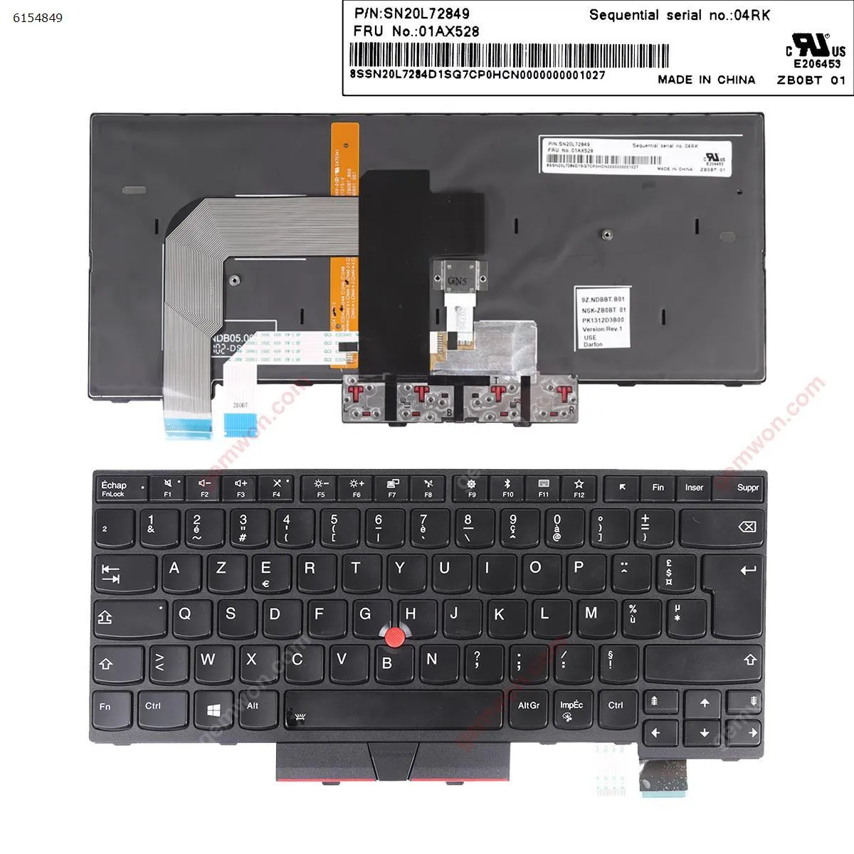 Picture of IBM ThinkPad T470 T480 BLACK FRAME BLACK ( Backlit,with point stick ,For Win8) OEM
