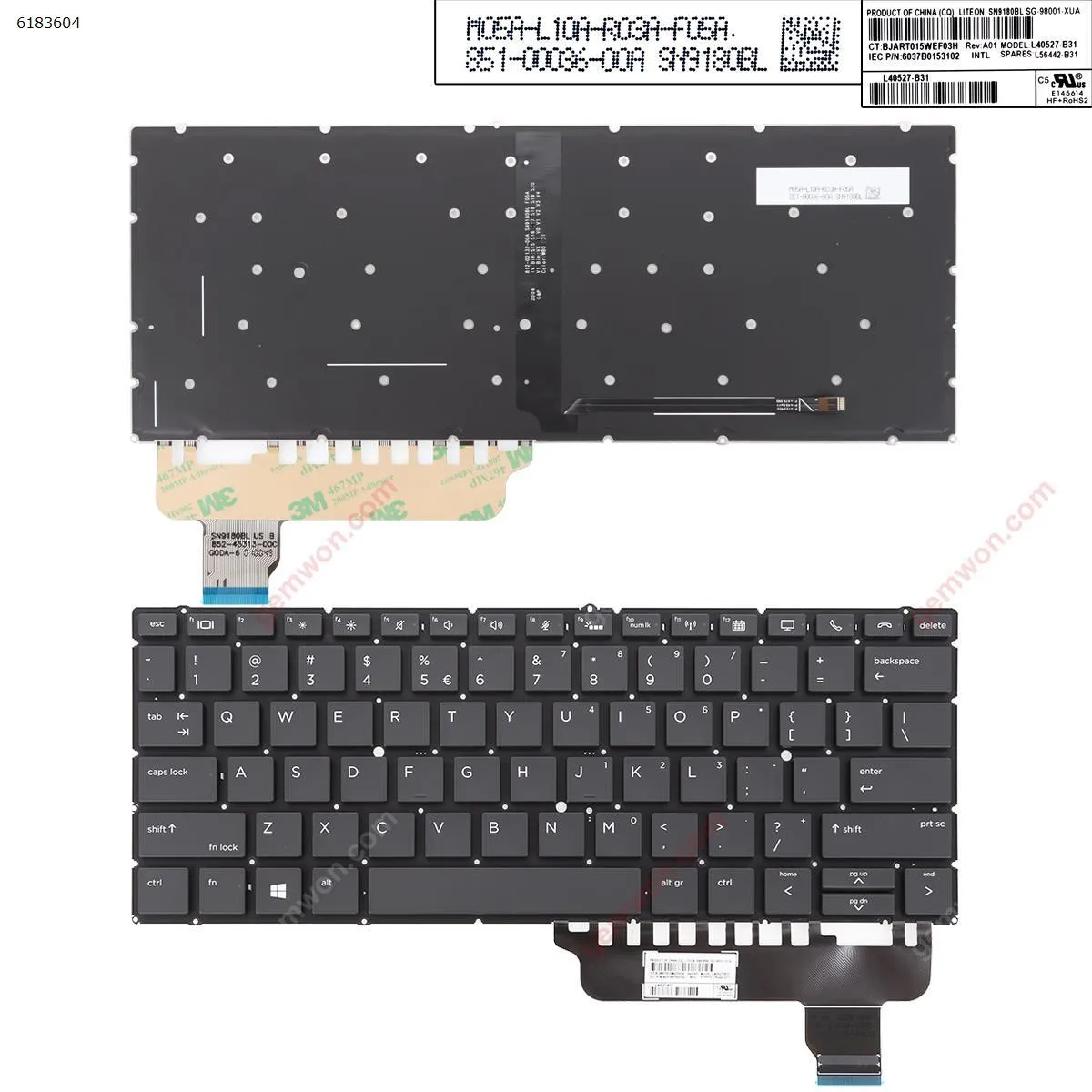 Picture of Laptop US keyboard for HP EliteBook x360 830 G5 x360 830 G6 BLACK（Backlit，Only fit X360 Series， Win8）
