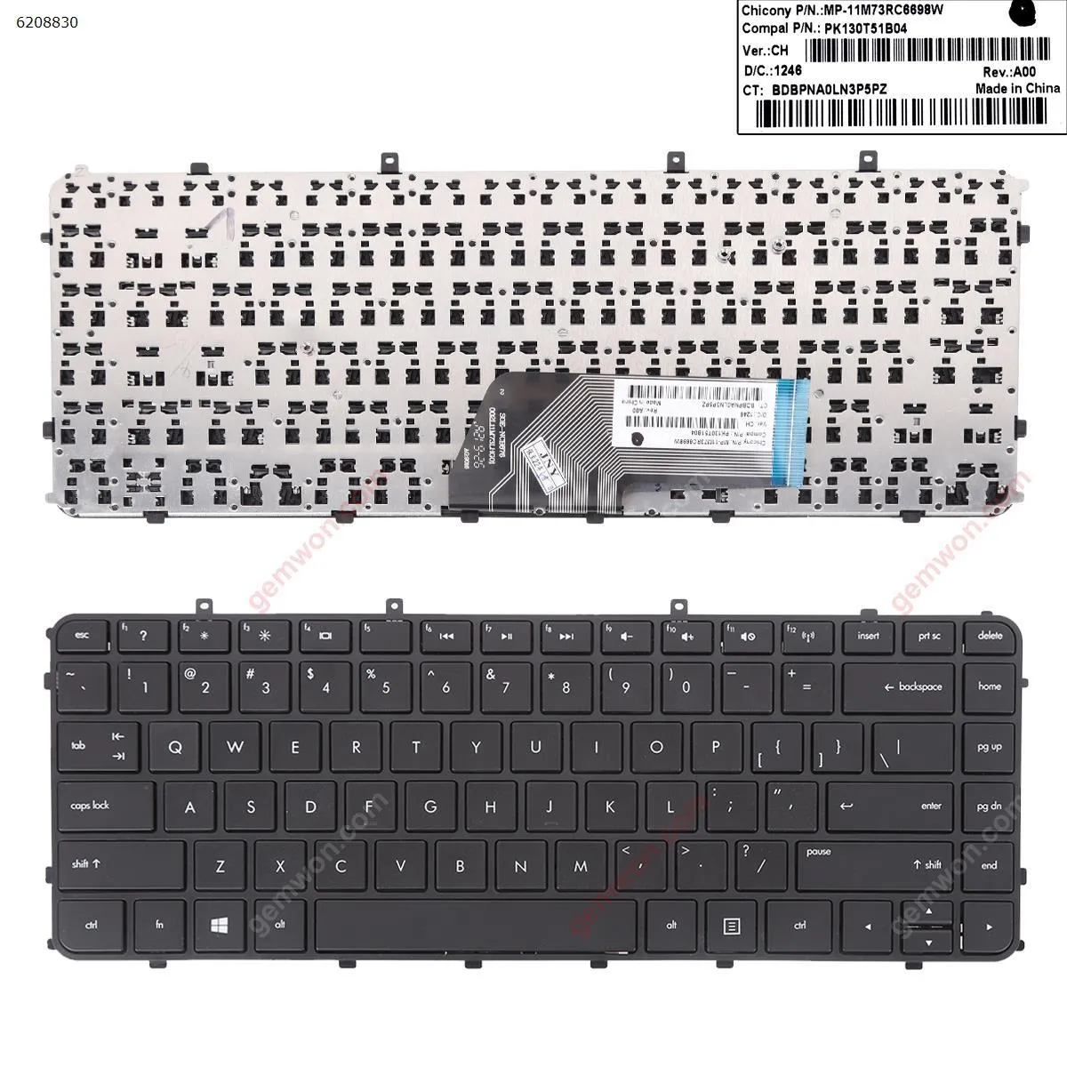 Picture of Laptop US keyboard for HP ENVY4-1000 BLACK FRAME BLACK(without foil,For Win8)