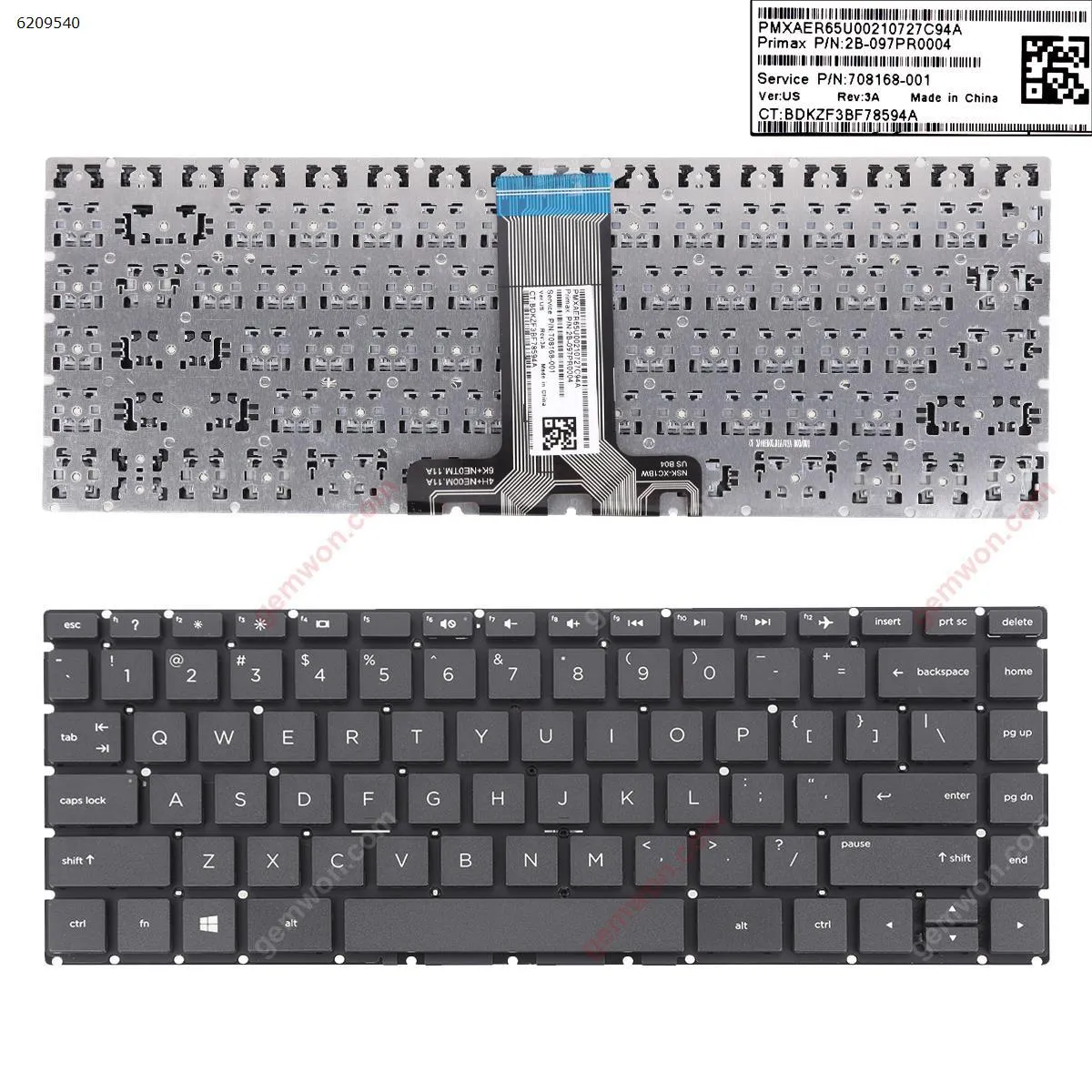 Picture of Laptop US keyboard for HP Pavilion 14-BS 14-BS000 14-BS100 14-BS500 BLACK (Without FRAME,Small Enter,WIN8)