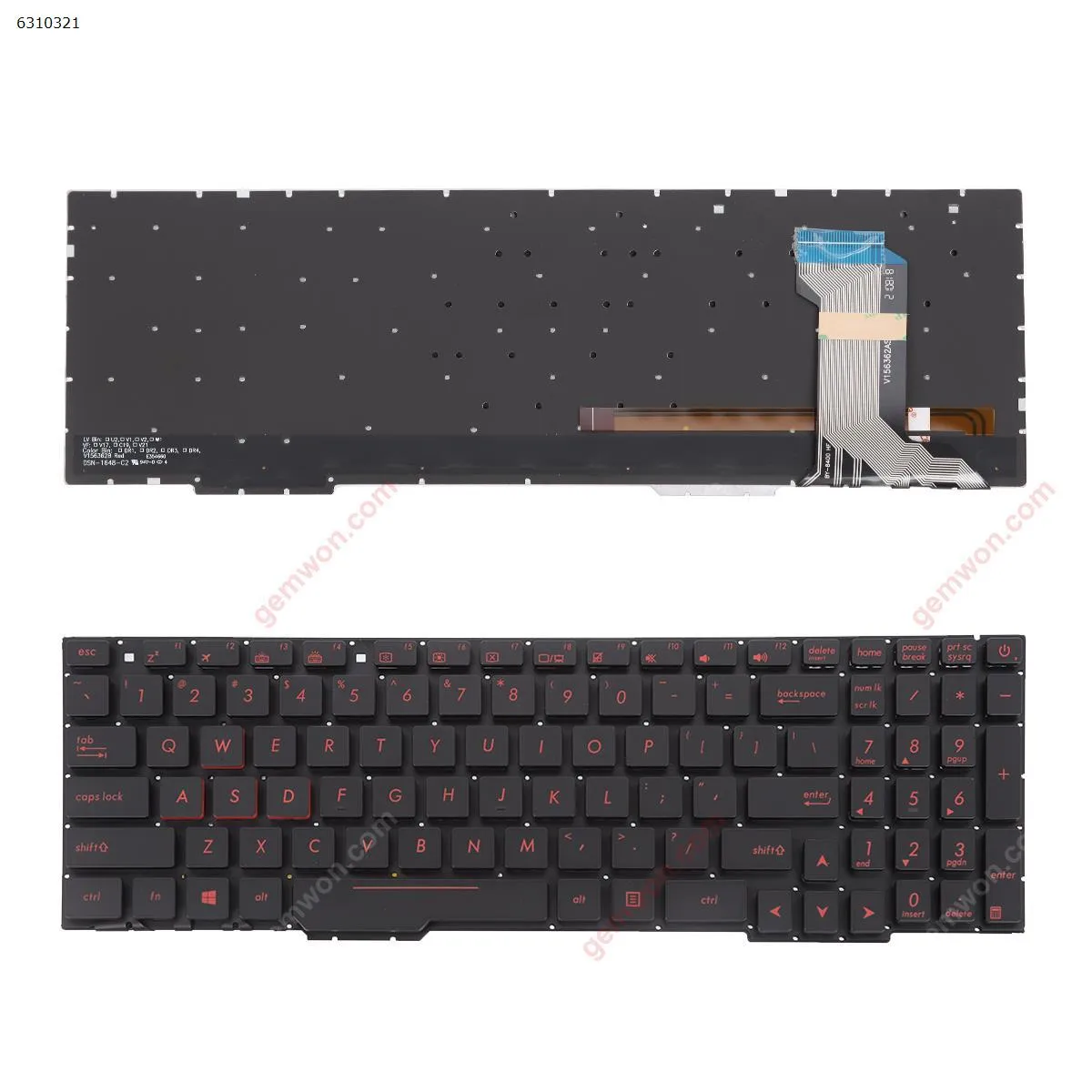 Picture of Asus GL553VE ZX553VD fx53  FX553VD BLACK(Backlit,Without FRAME,Red Printing) WIN8