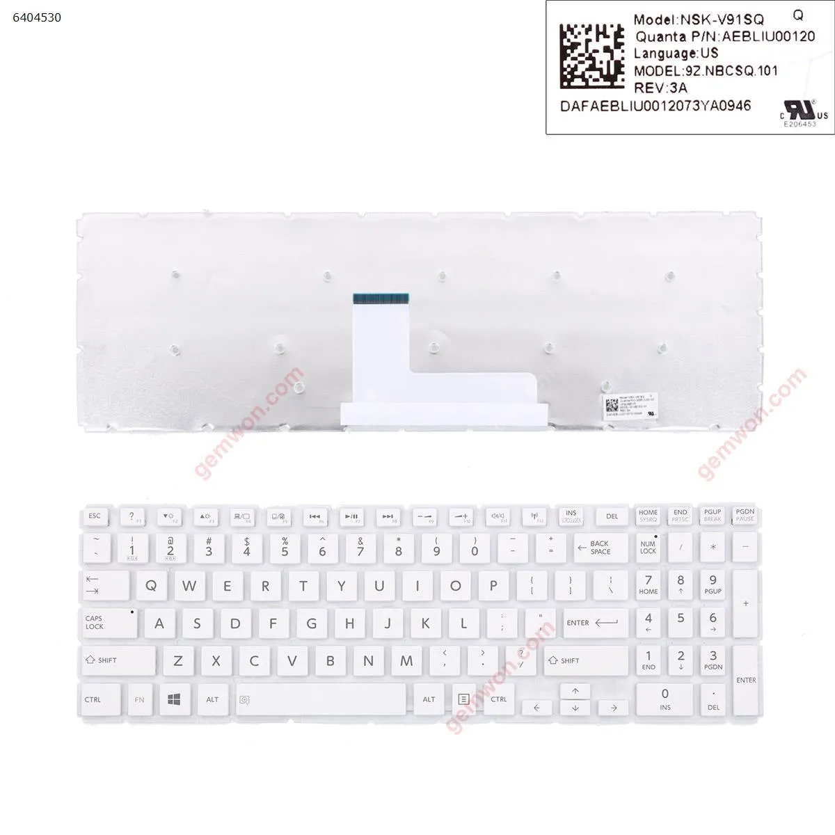 Picture of TOSHIBA Satellite L50-B S50-B L50D-B L50T-B L50DT-B L55(D)-B S55-B S55T-B S55D-B  WHITE (Without FRAME,Win8)
