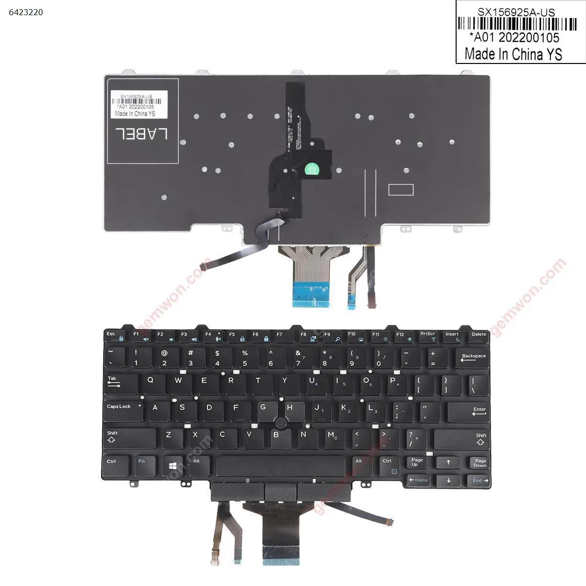 Picture of DELL E5450  E5470 E5490 E7450 E7470  BLACK (Backlit,With Point stick,For Win8)
