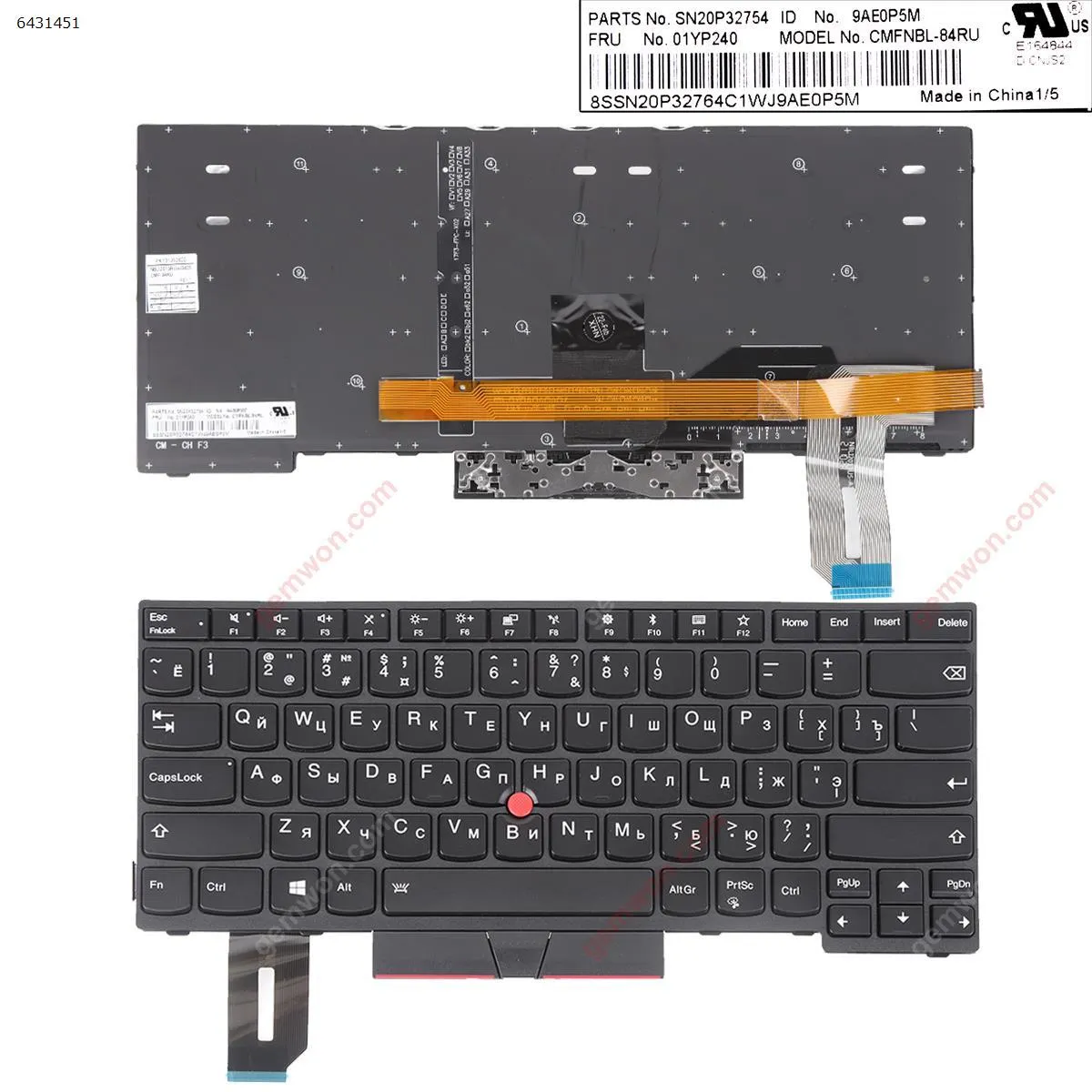 Picture of IBM Lenovo E480 L480 T480S  Black (Backlit,With Point stick,Win8 )OEM