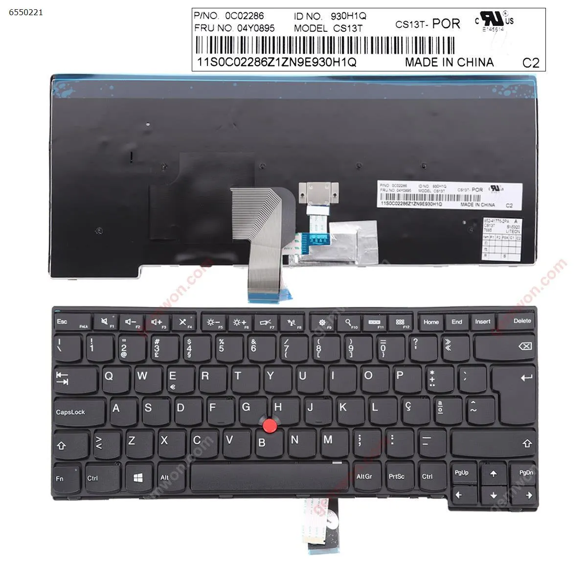 Picture of IBM Thinkpad T440 T440P T440S T450 T450s T431s E431 BLACK FRAME BLACK ( with point stick ,For Win8) OEM