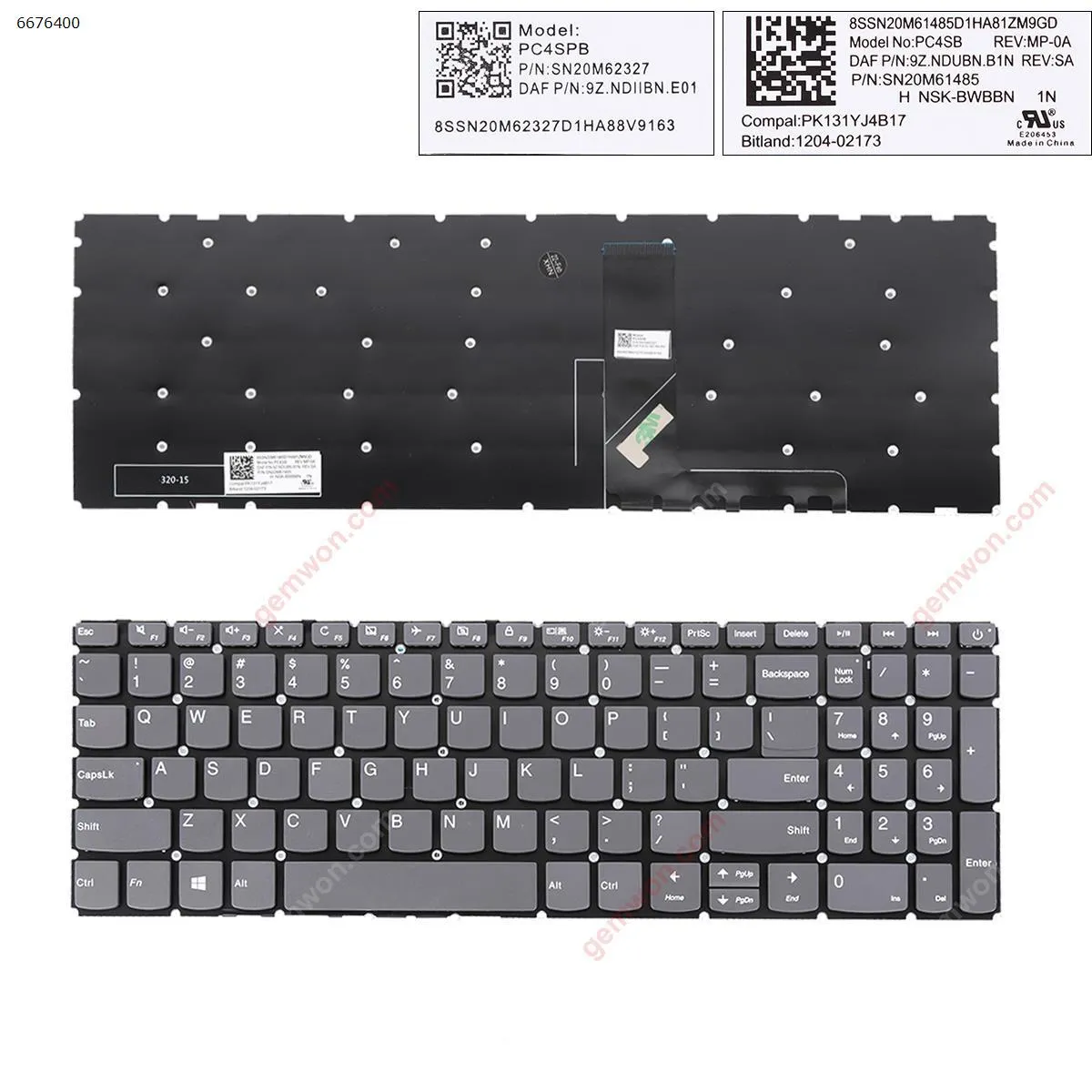 Picture of Lenovo IdeaPad 320-15ABR 320-15IAP 320-15AST 320-15IKB 320-15ISK GRAY win8(Without FRAME)