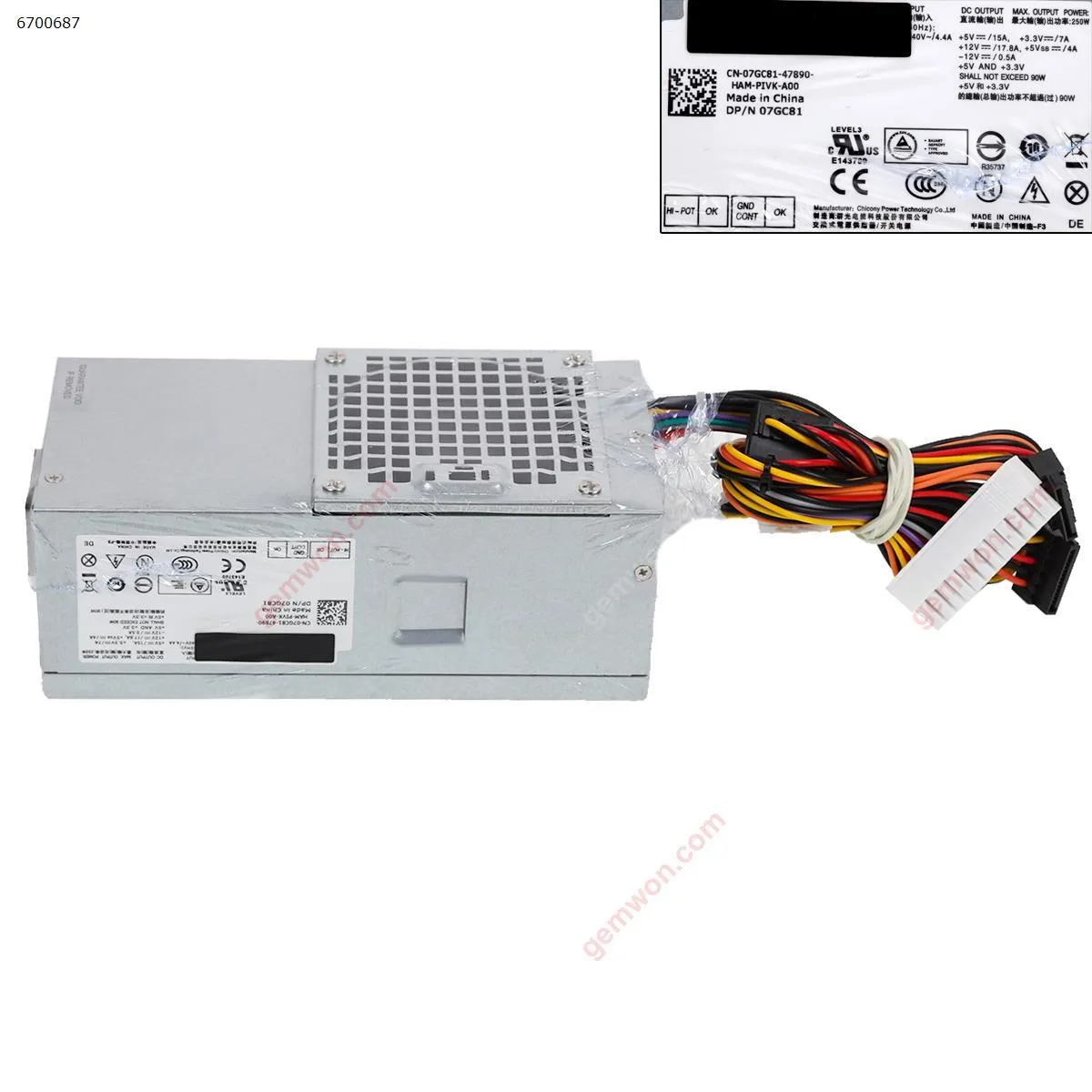 Picture of DELL 390 790 990DT power supply H250AD-00 D250AD-00 L250PS-00 7GC81 250W