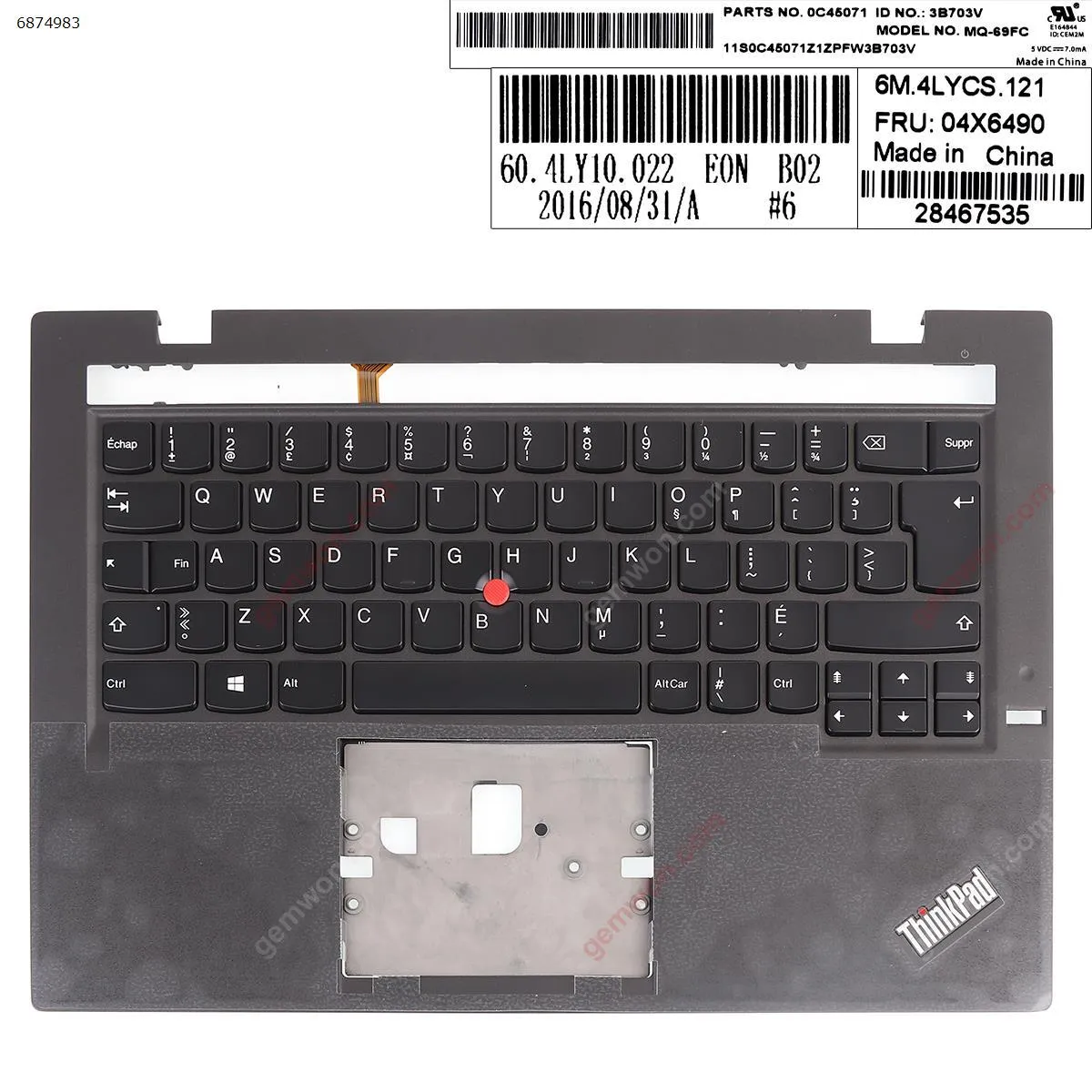 Picture of Lenovo Thinkpad X1 Carbon Gen 2 2nd 2014 BLACK  Blacklit with CF keyboard case Upper cover
