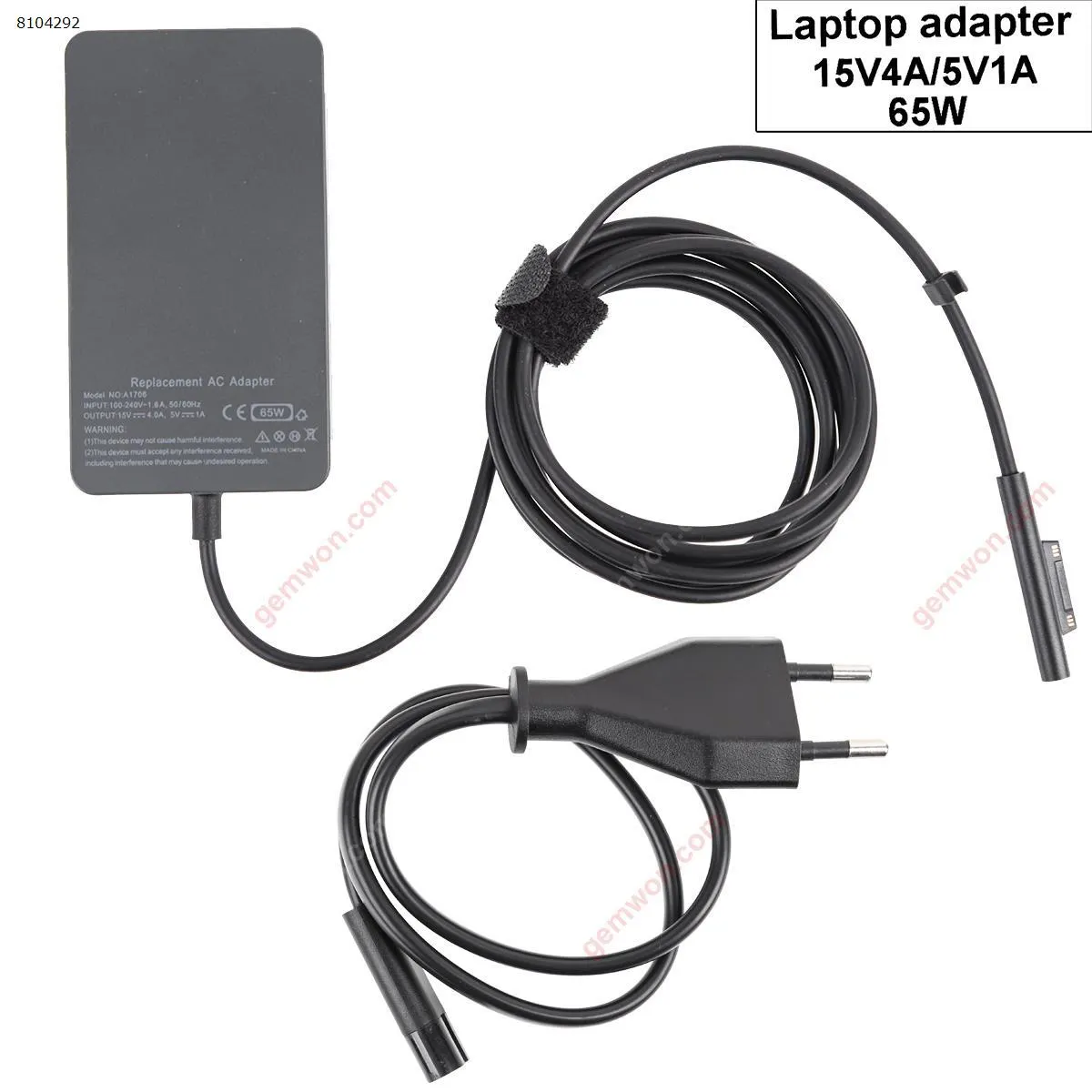 Picture of Microsoft 5V1A 65W surface book（Wall Charger Portable Power Adapter）Plug：EU
