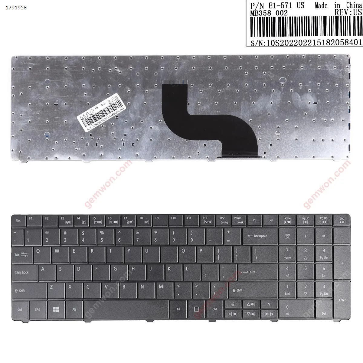 Picture of ACER TM8571 E1-521 E1-531 E1-531G E1-571 E1-571G BLACK(For Win8,Version 3) 