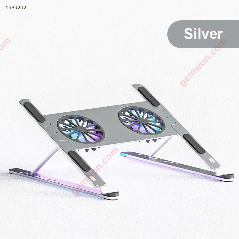 Picture of Folding storage aluminum alloy notebook cooling bracket tablet computer bracket silver + data cable