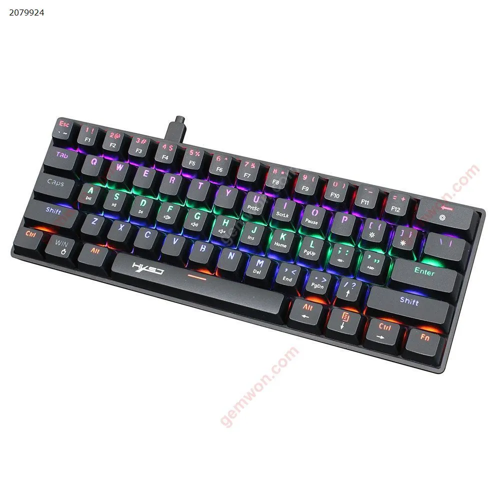 Picture of Mechanical keyboard 61-key mini green axis a variety of lights colorful keyboard portable suitable for games black