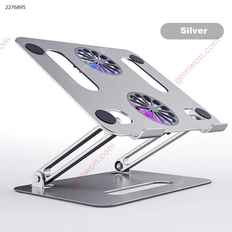 Picture of Folding Double Layer Storage Aluminum Alloy Cooling Laptop Stand Tablet Computer Stand Silver + Data Cable