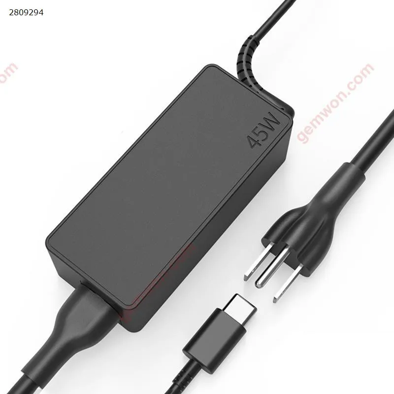 Picture of 45W USB-C Charger for Lenovo Thinkpad x280 T480 Huawei Mate Computer Fast Charge Cable US Standard
