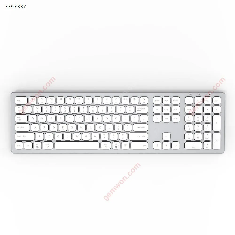 Picture of Ultra-thin Aluminum Alloy 2.4G+Bluetooth Dual Mode Wireless Keyboard Type-C Charging Silent Office Bluetooth Keyboard White