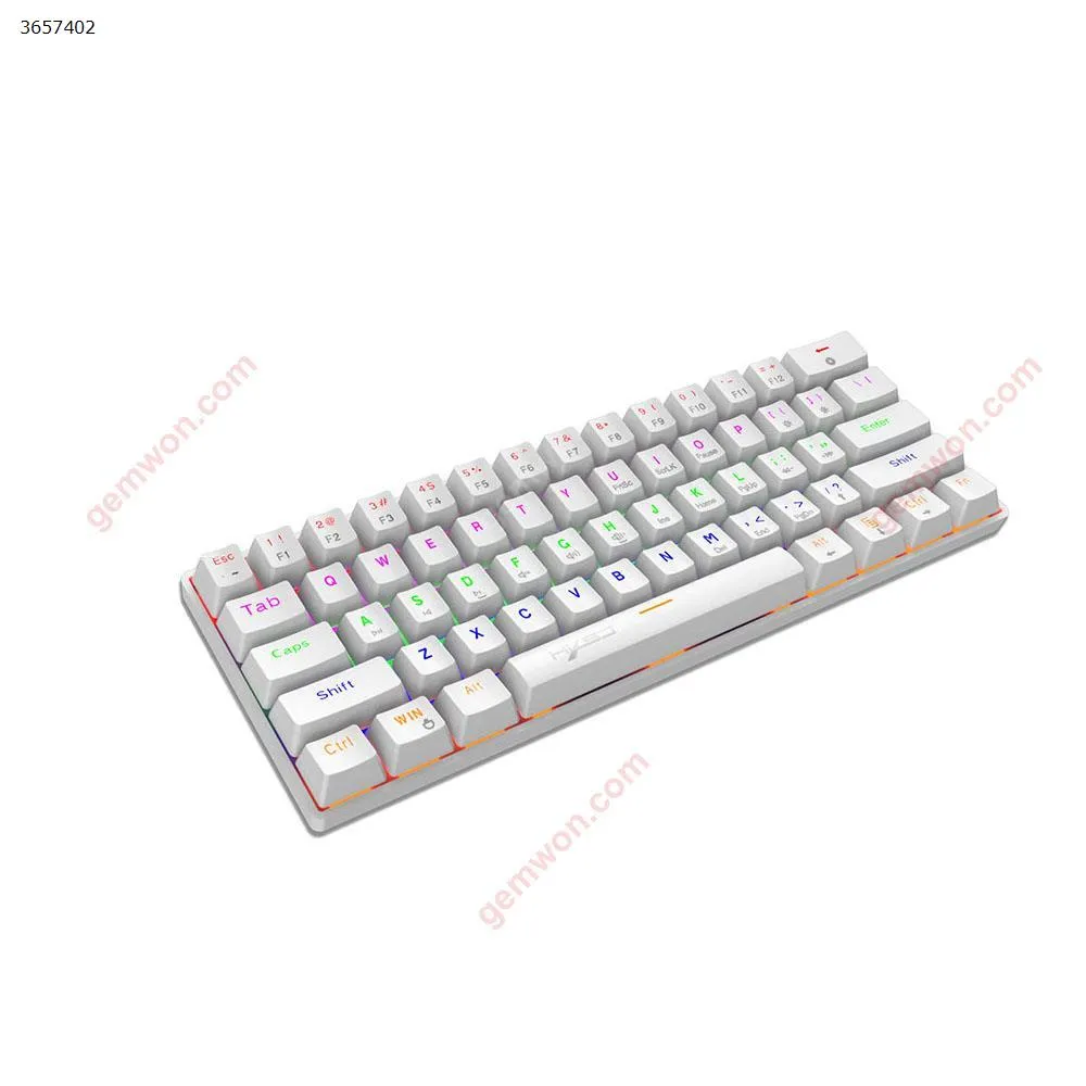 Picture of Mechanical keyboard 61-key mini green axis a variety of lights colorful keyboard portable suitable for games white
