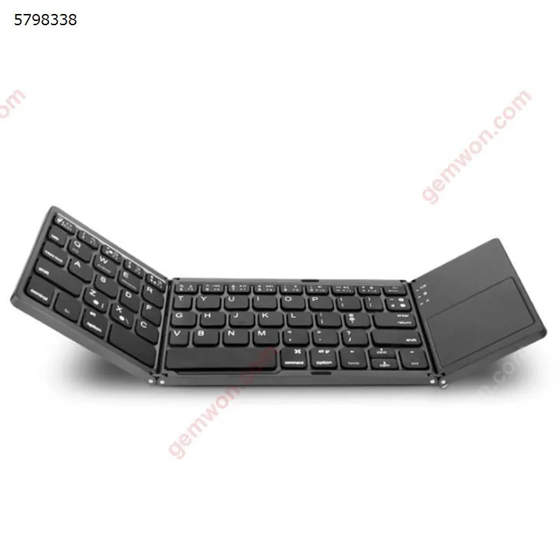 Picture of Bluetooth Keyboard Three Folding Touch Keyboard Three System Universal Ultra-thin Mini Folding Wireless Keyboard Black