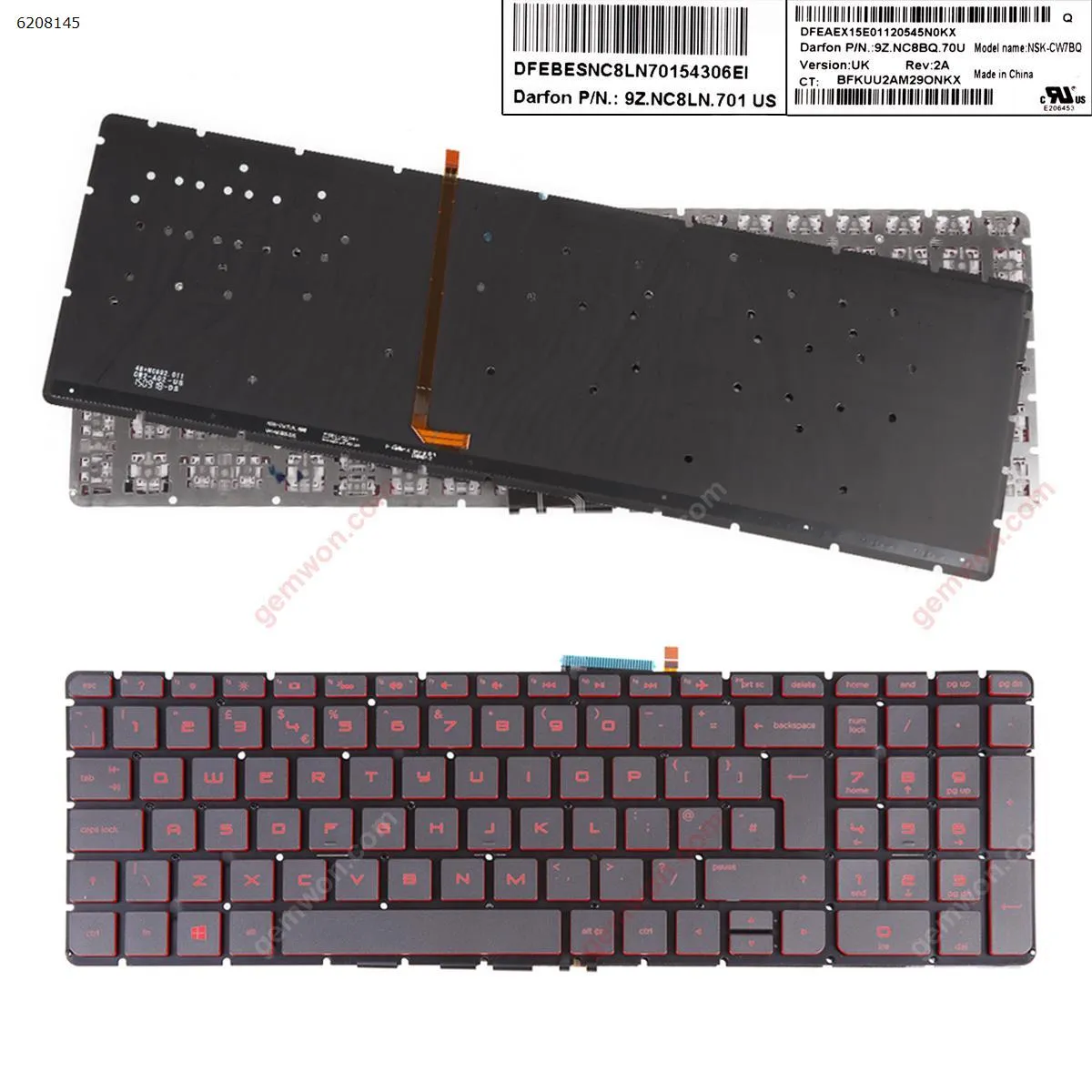 Picture of HP Pavilion 15-AB BLACK (Backlit,Without FRAME,Red Printing,Win8)