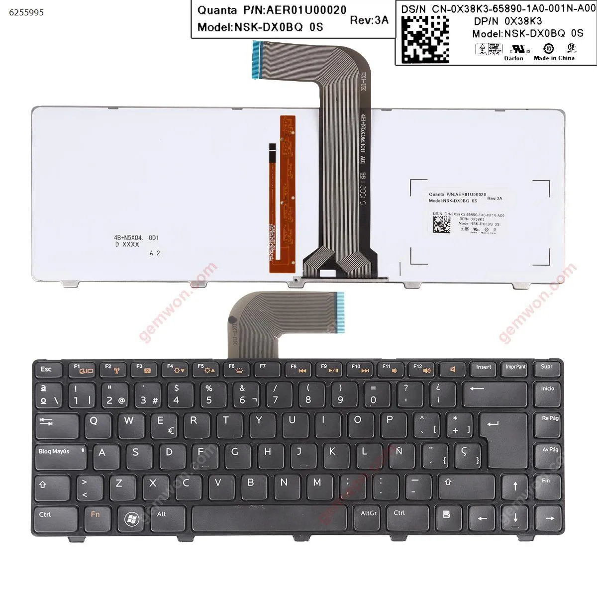 Picture of DELL Vostro 3550/XPS L502/New Inspiron 14R/Inspiron N4110 M4110 N4050 M4040 N5050 M5050 M5040 N5040 N411Z BLACK FRAME BLACK (Backlit)