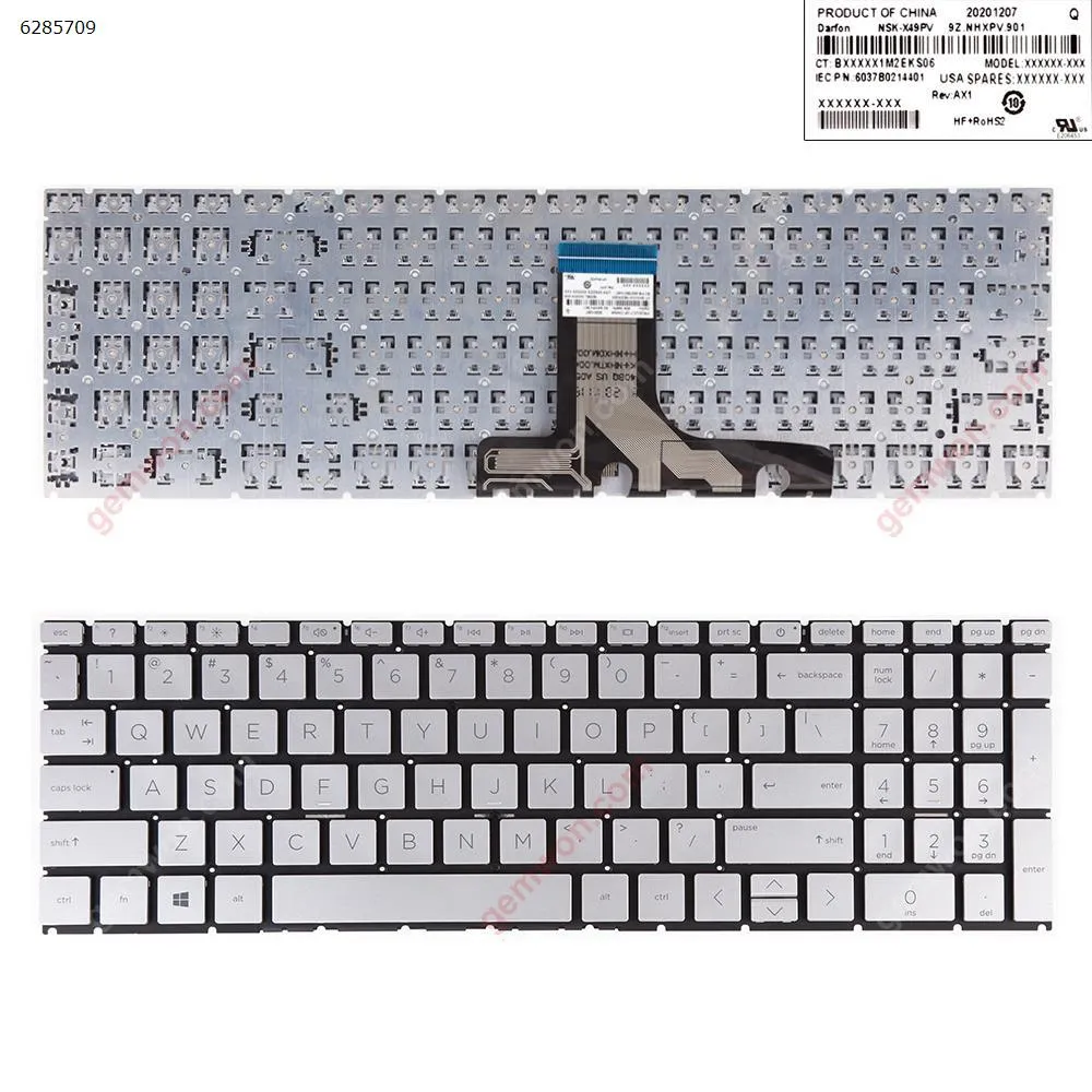 Picture of Laptop US keyboard for HP Pavilion 15-eg0070wm 15-eg0073cl SILVER